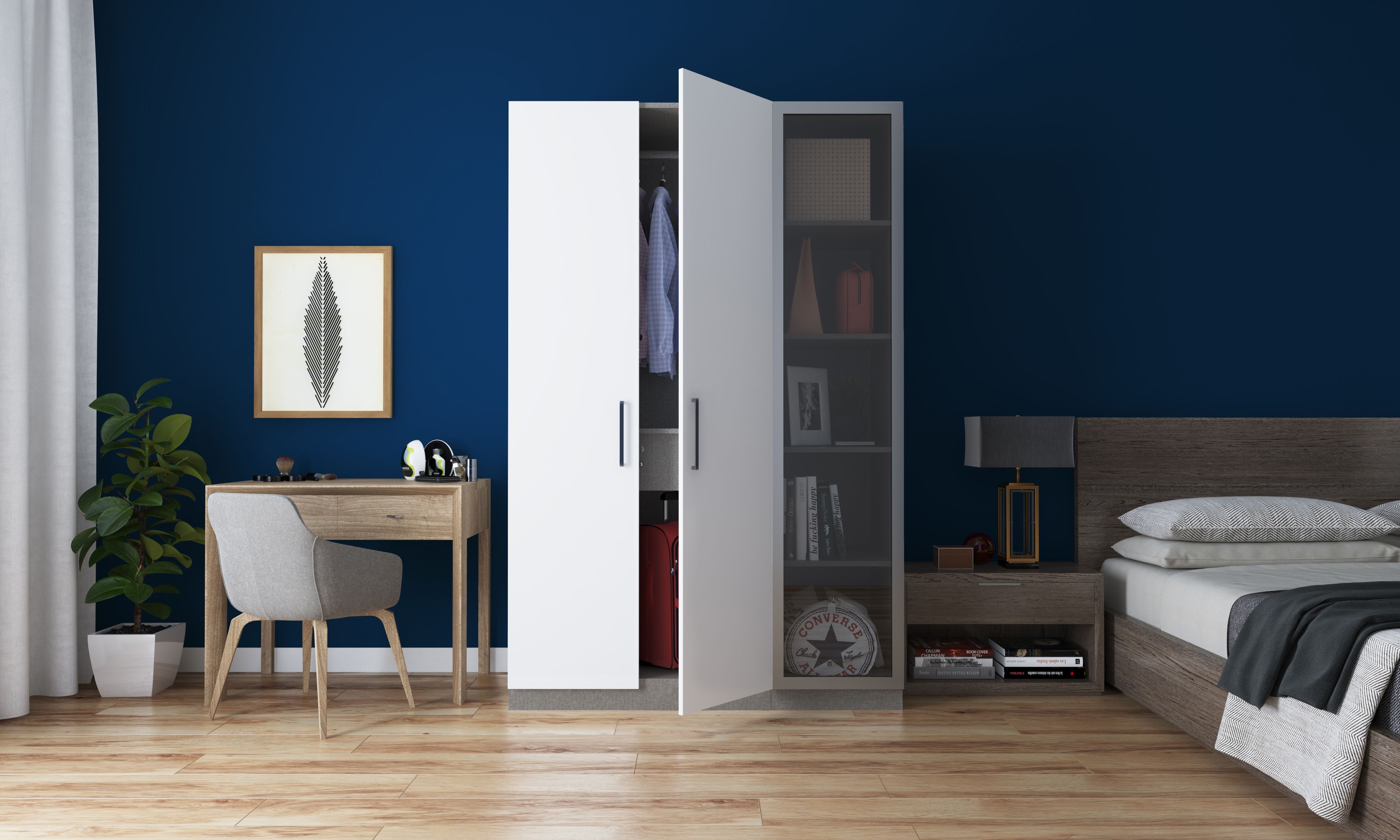 Compact Suede Finish Laminate Wardrobe