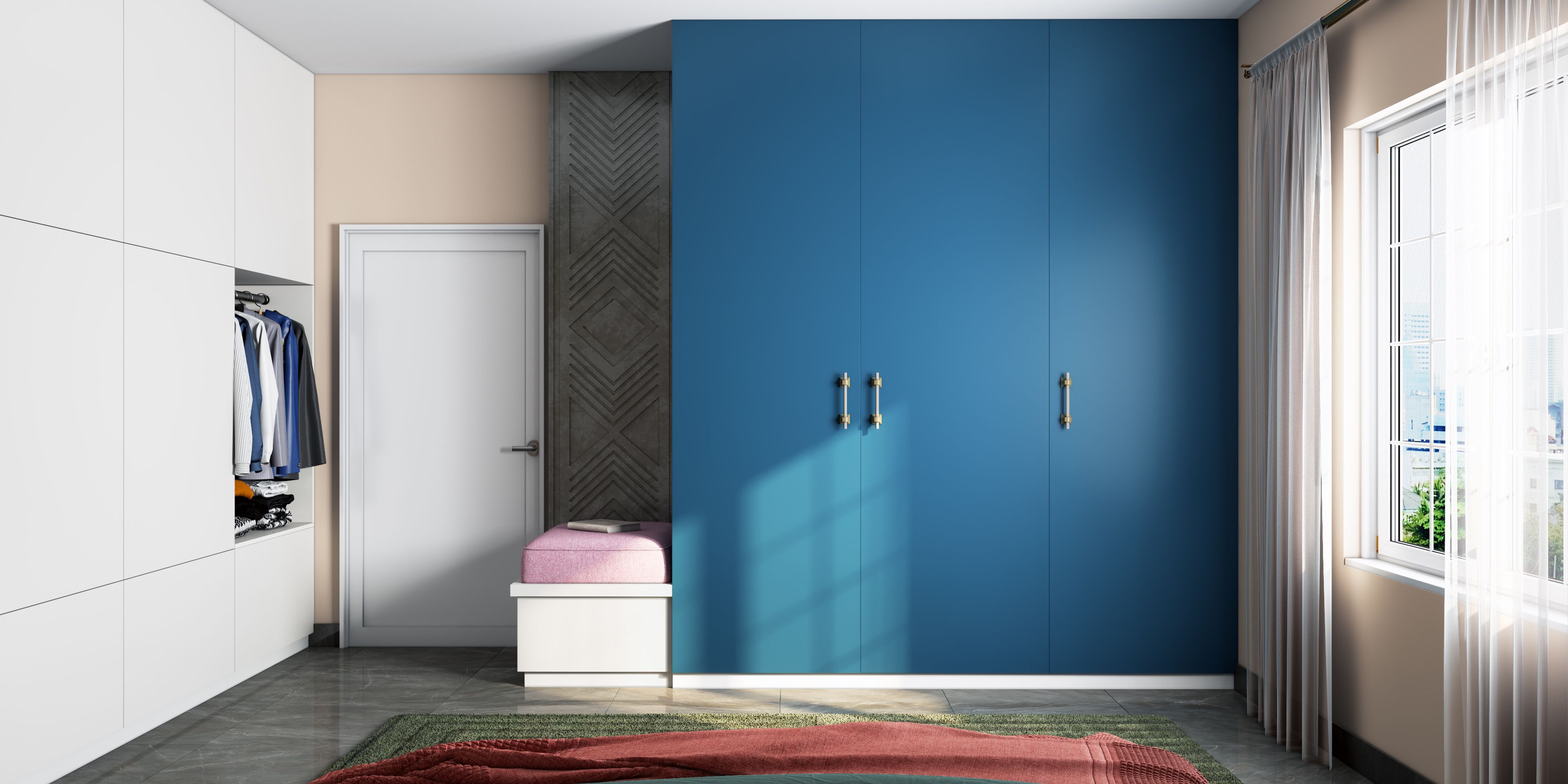 Full Height Wardrobe With Seemless Shutters