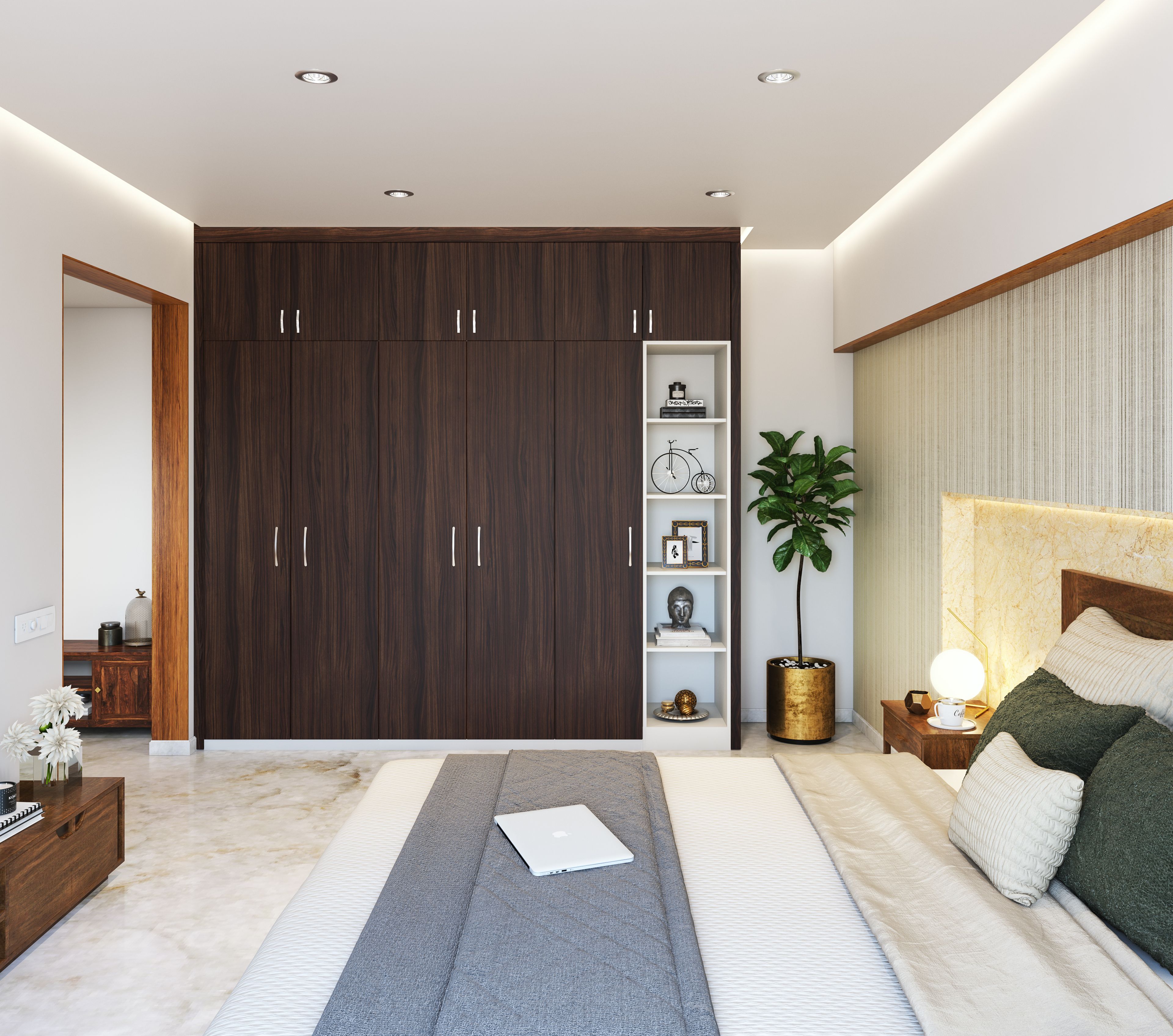 Functional Wooden Textured Wardrobe