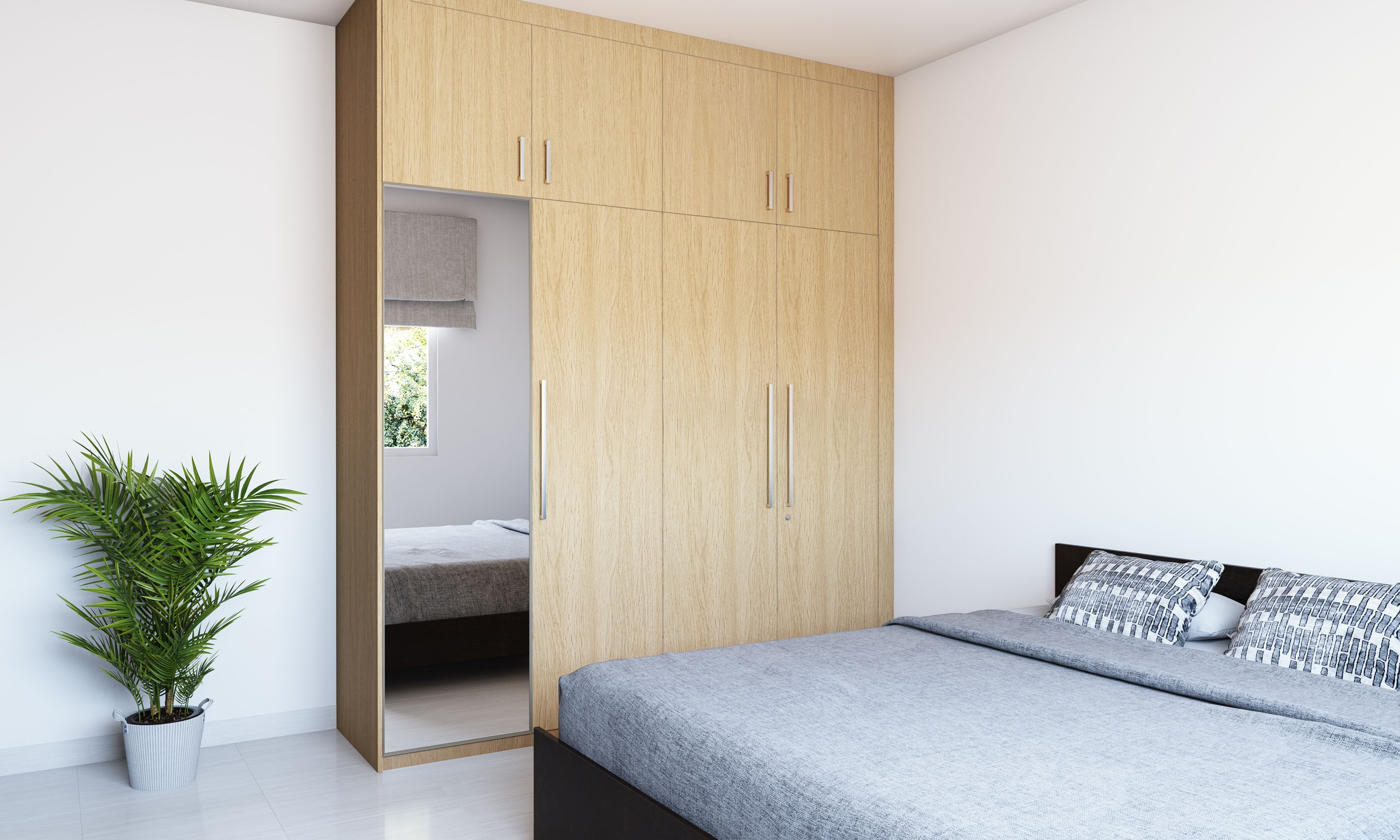 Wooden Shade Wardrobe With Lofts