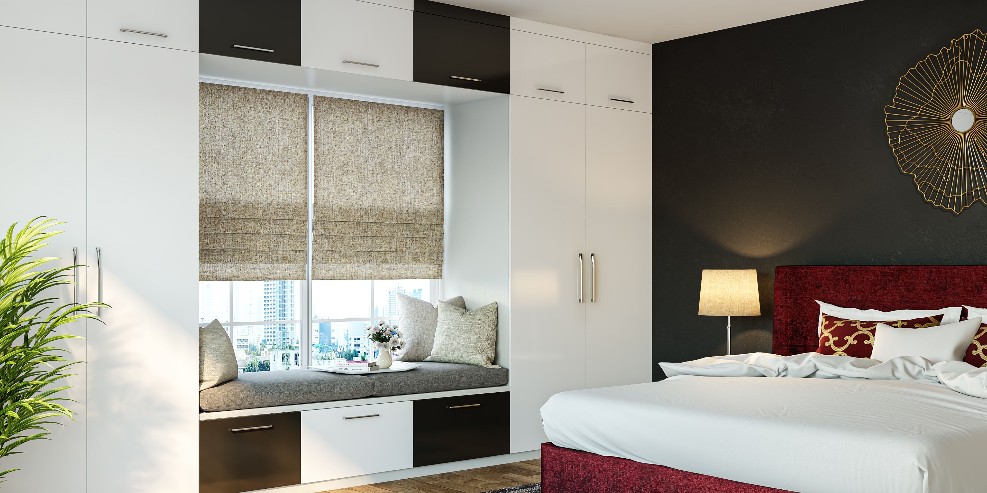 Simple Wardrobe With Black And White Touch