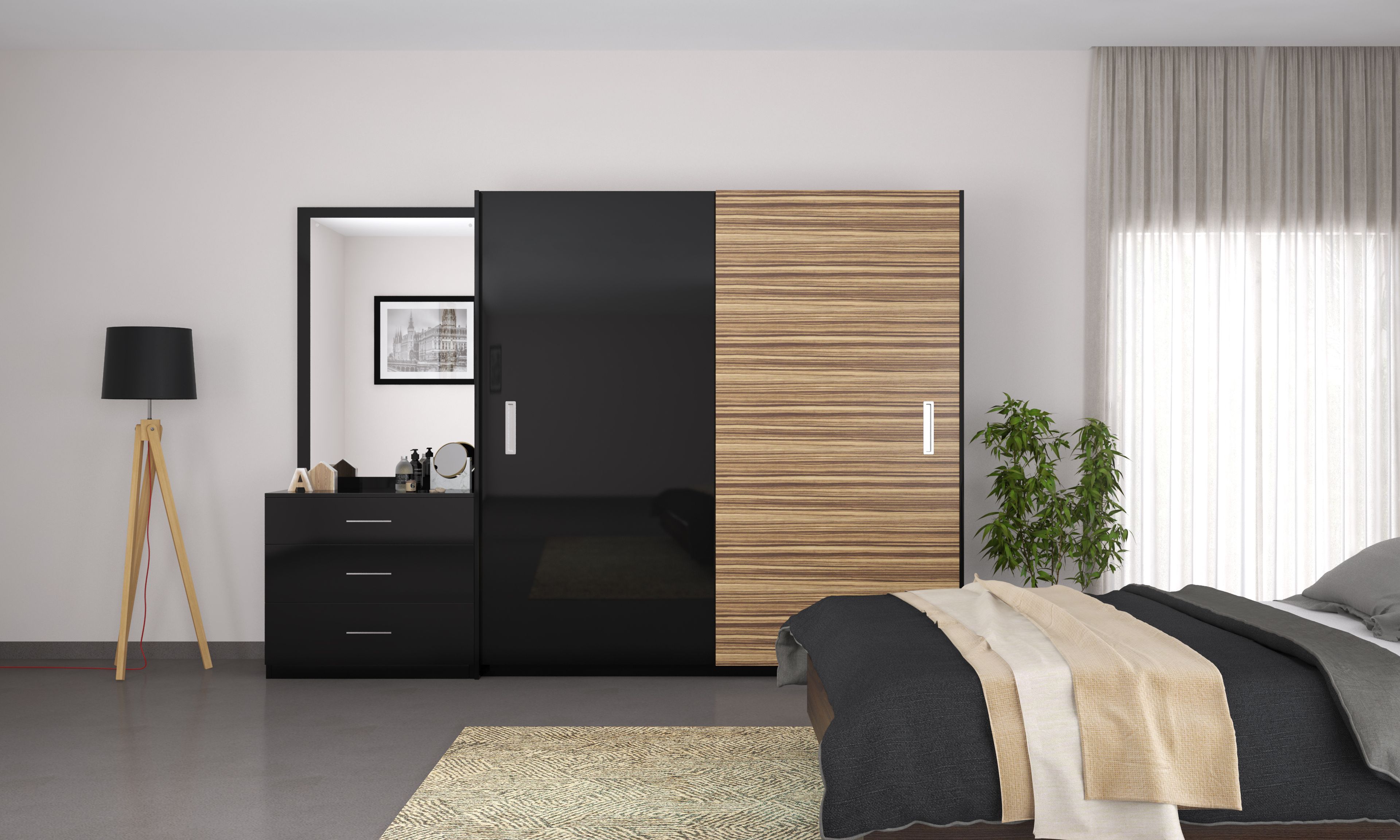 Wooden Wardrobe With Minimal Storage Capacity