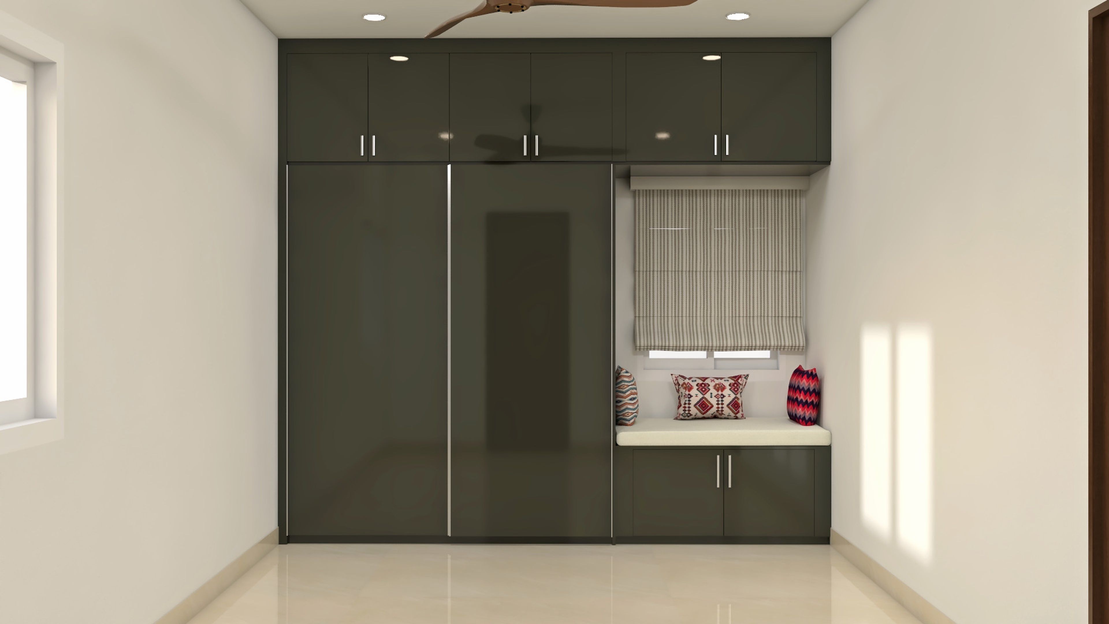 Sliding Wardrobe With Small Seating Pocket