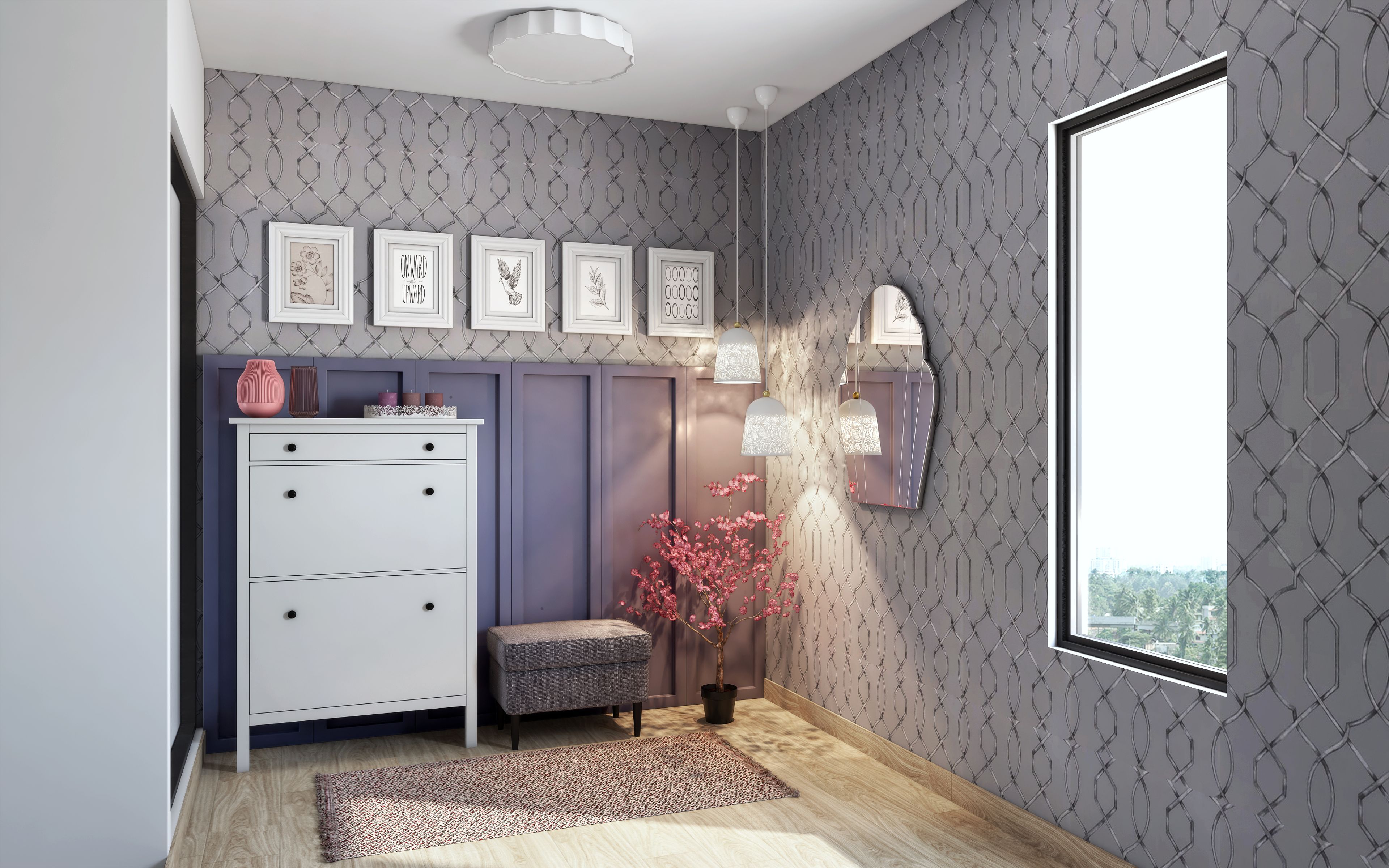 Contemporary Patterned Grey Wallpaper Design