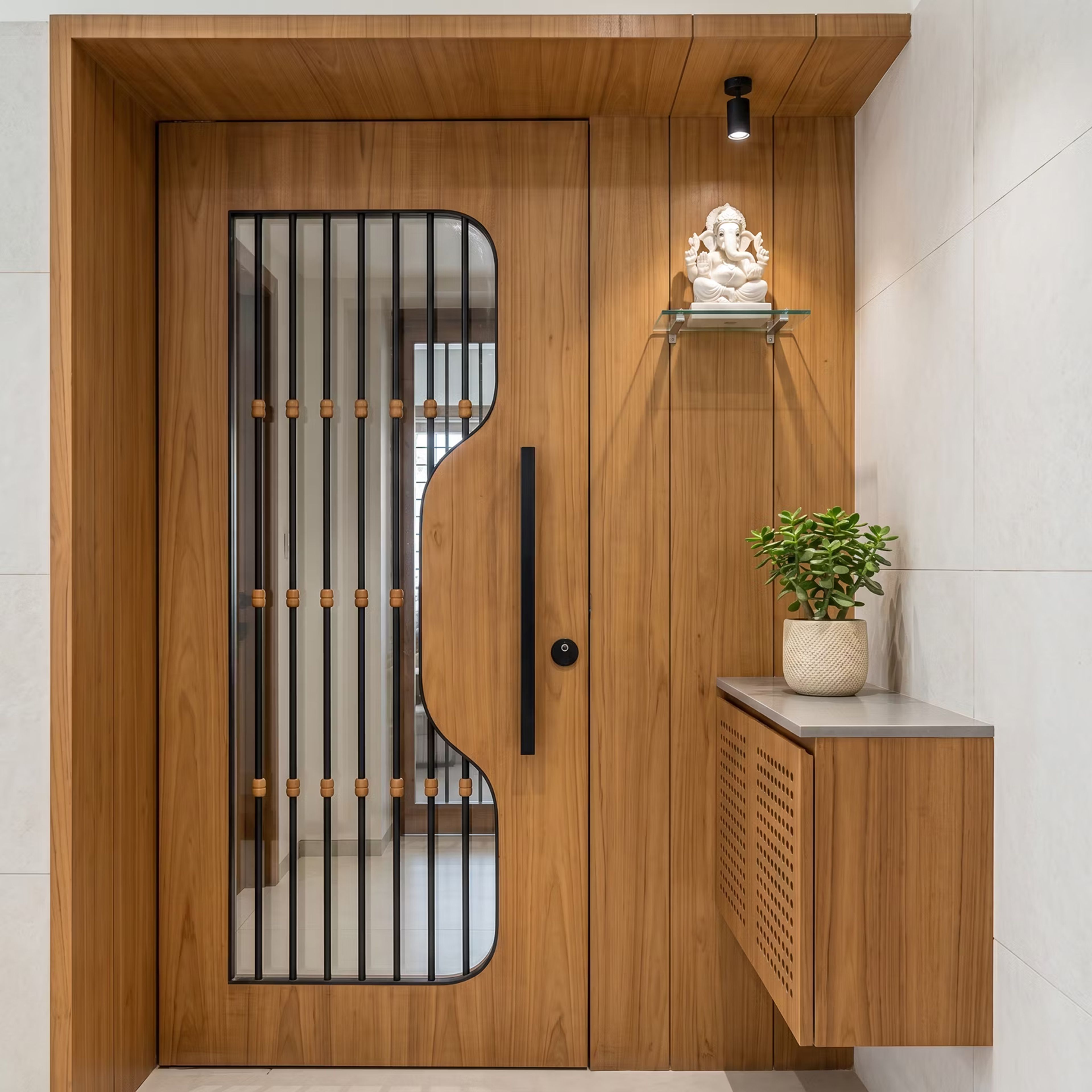 Contemporary Entrance Door Design with Matte Single Swing Panel