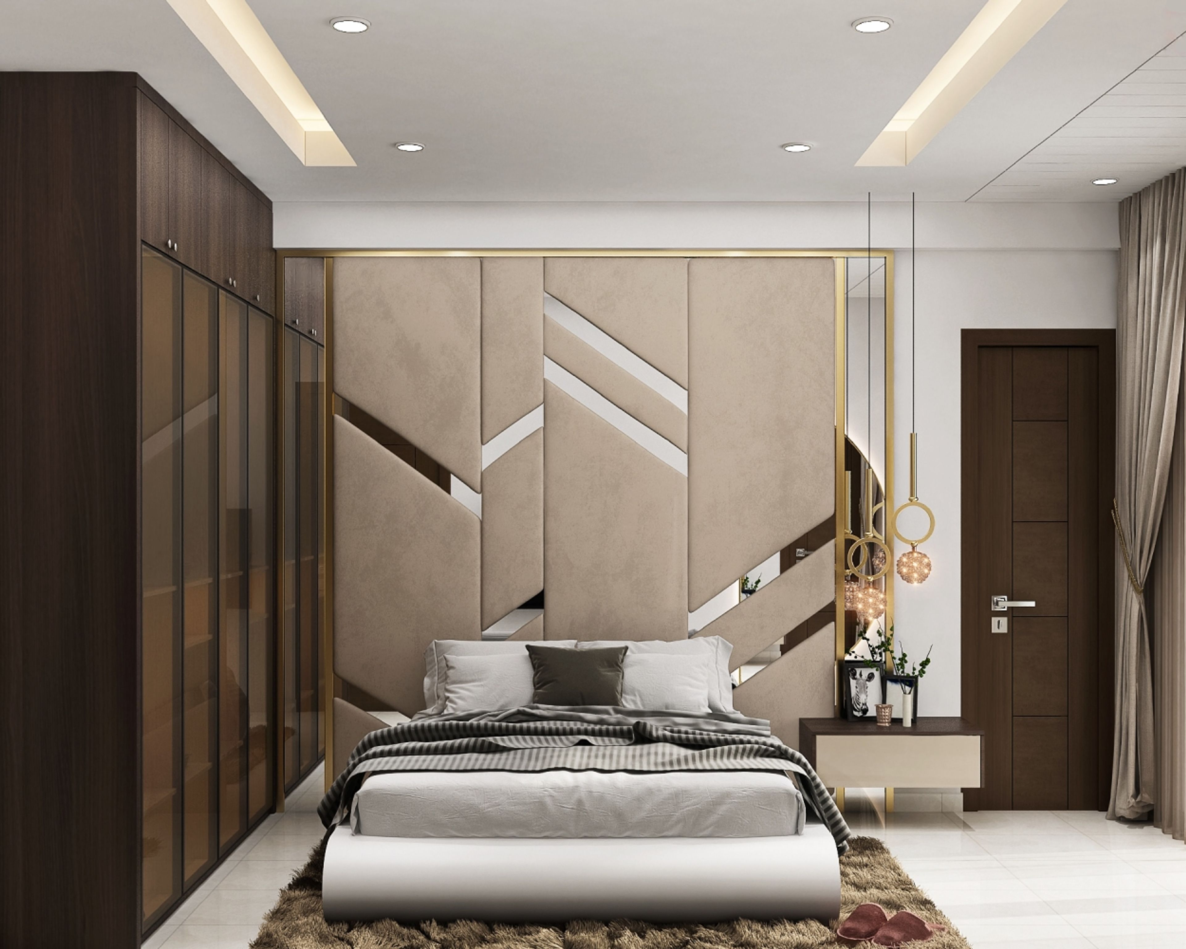 Modern Rectangular False Ceiling Design with Cove and Profile Lighting