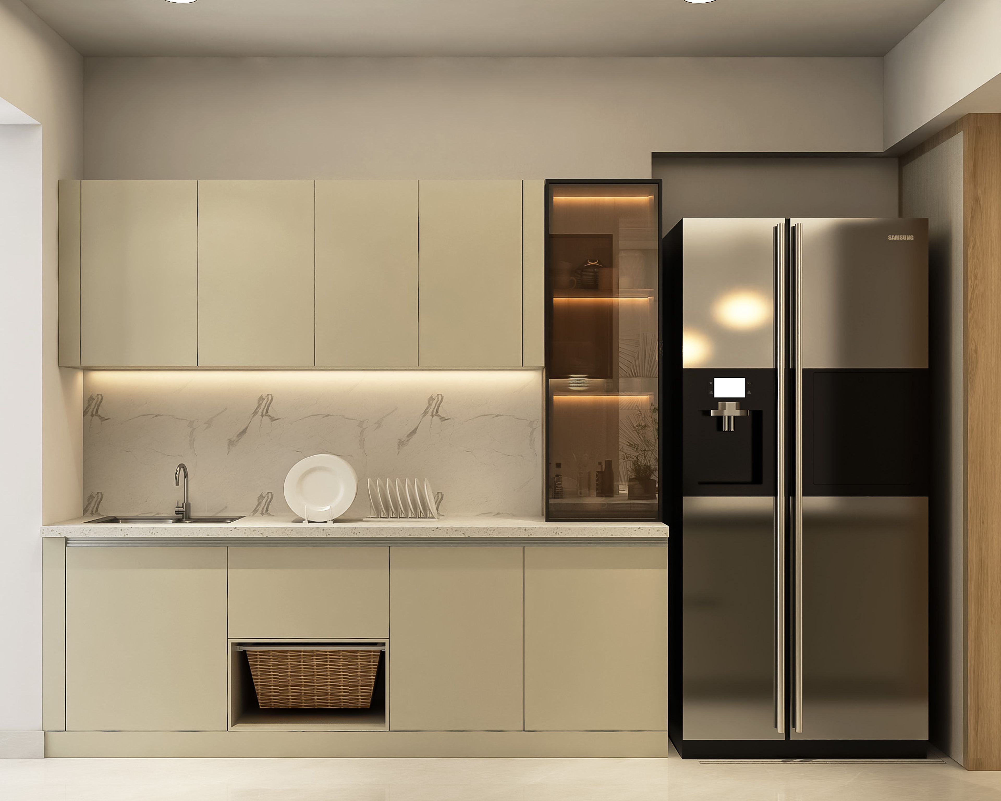 Parallel Kitchen Design with Blossom Magnolia Cabinets