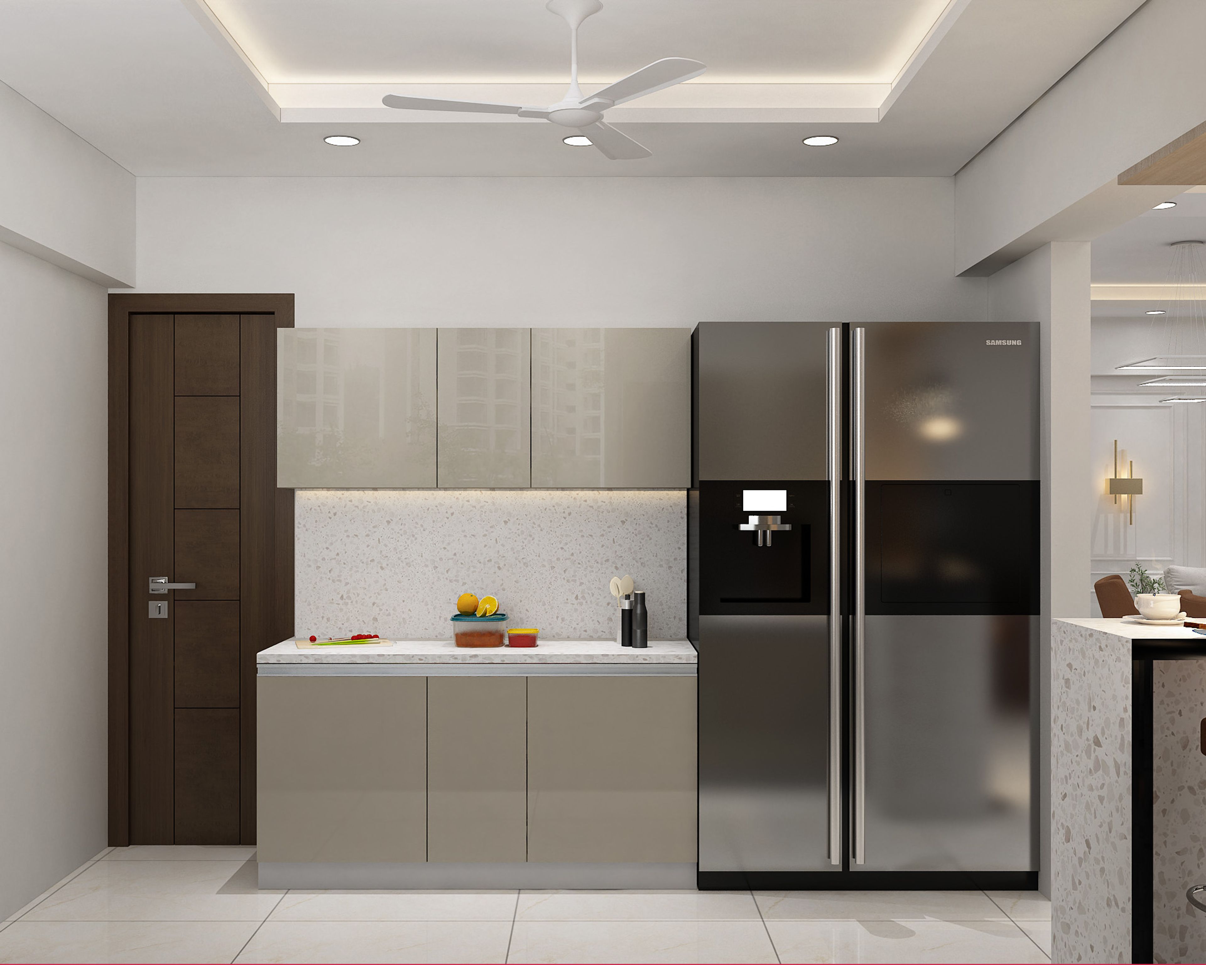 Light Mocha Coloured Parallel Kitchen Design