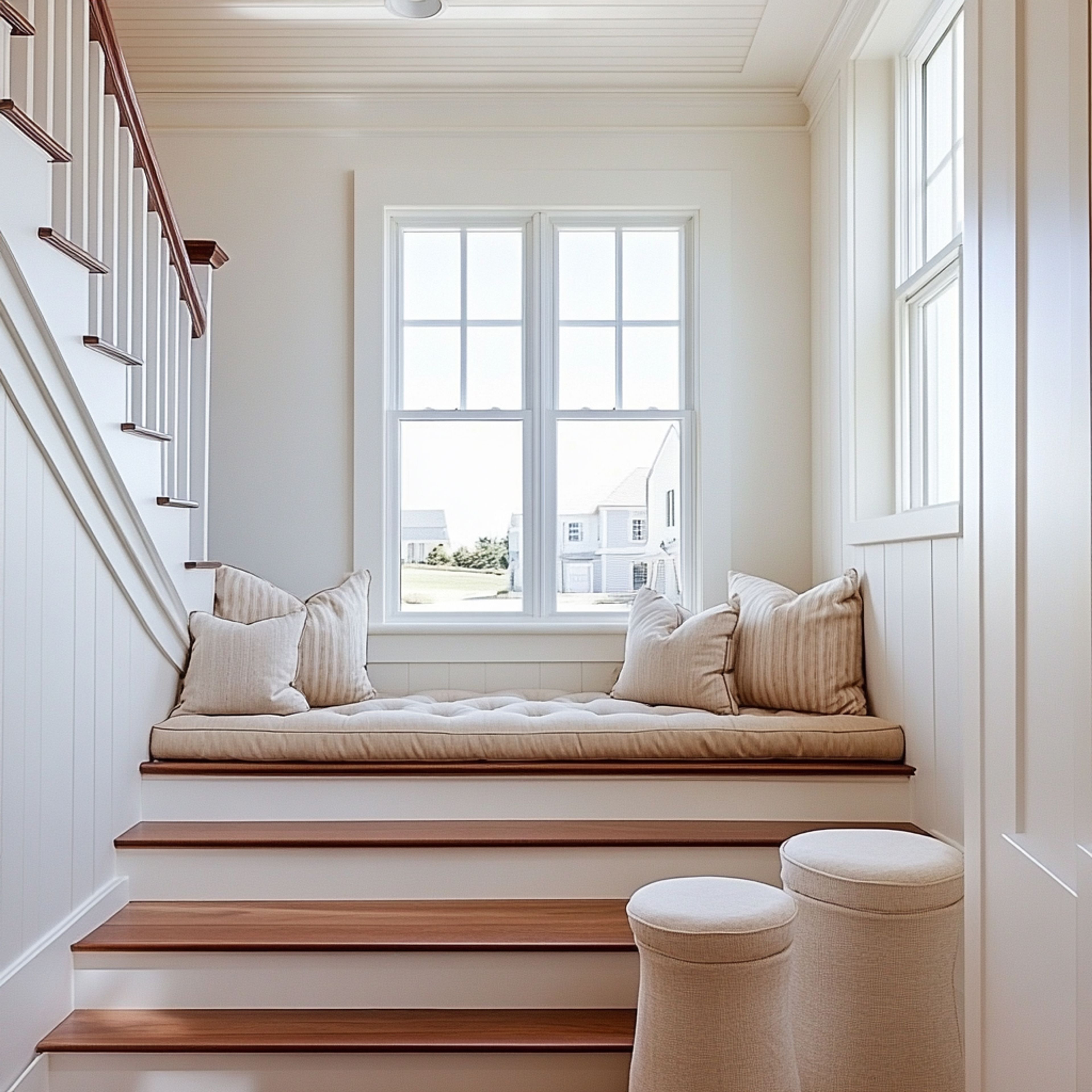 Wooden Straight Staircase Design in Traditional Style