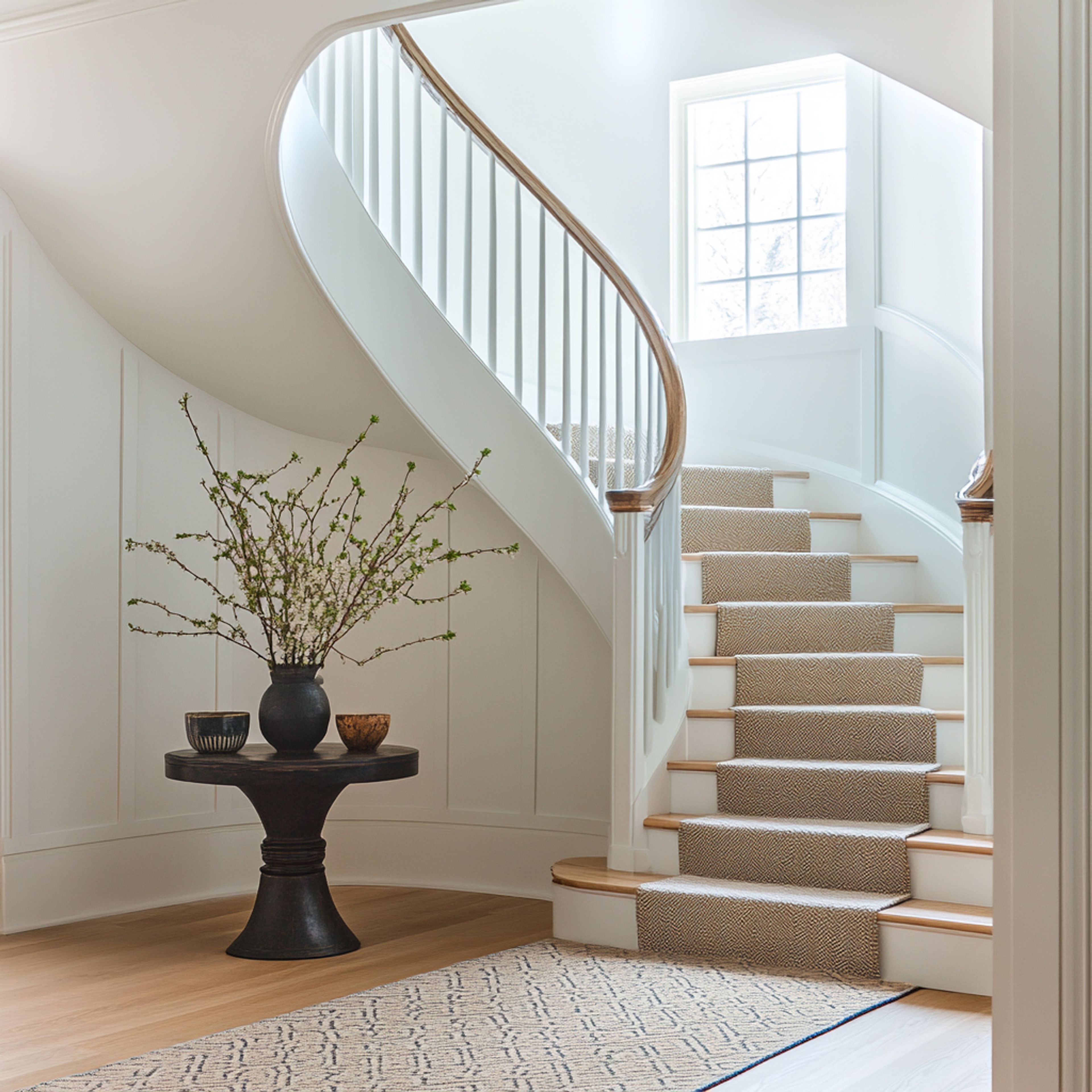 Classic Spiral Staircase Design Crafted in Solid Wood