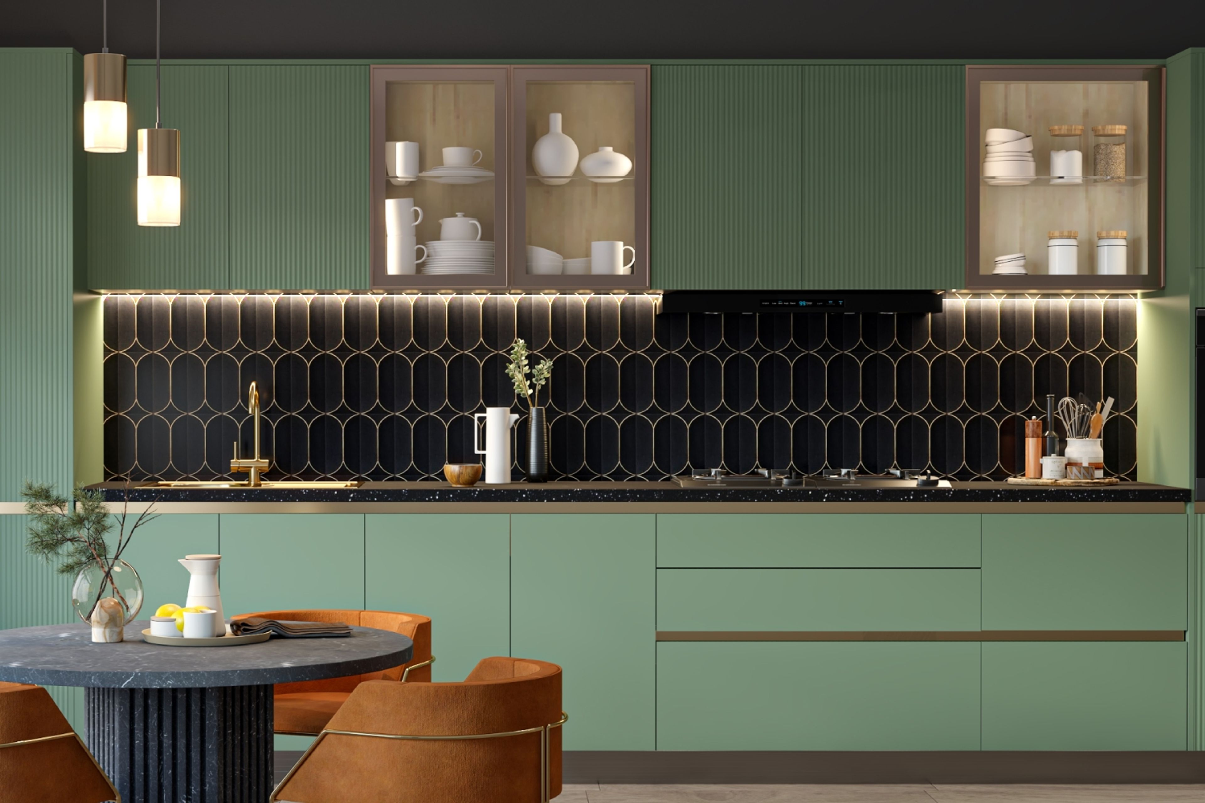 Nero Black Brass Inlay Subway Tile Design