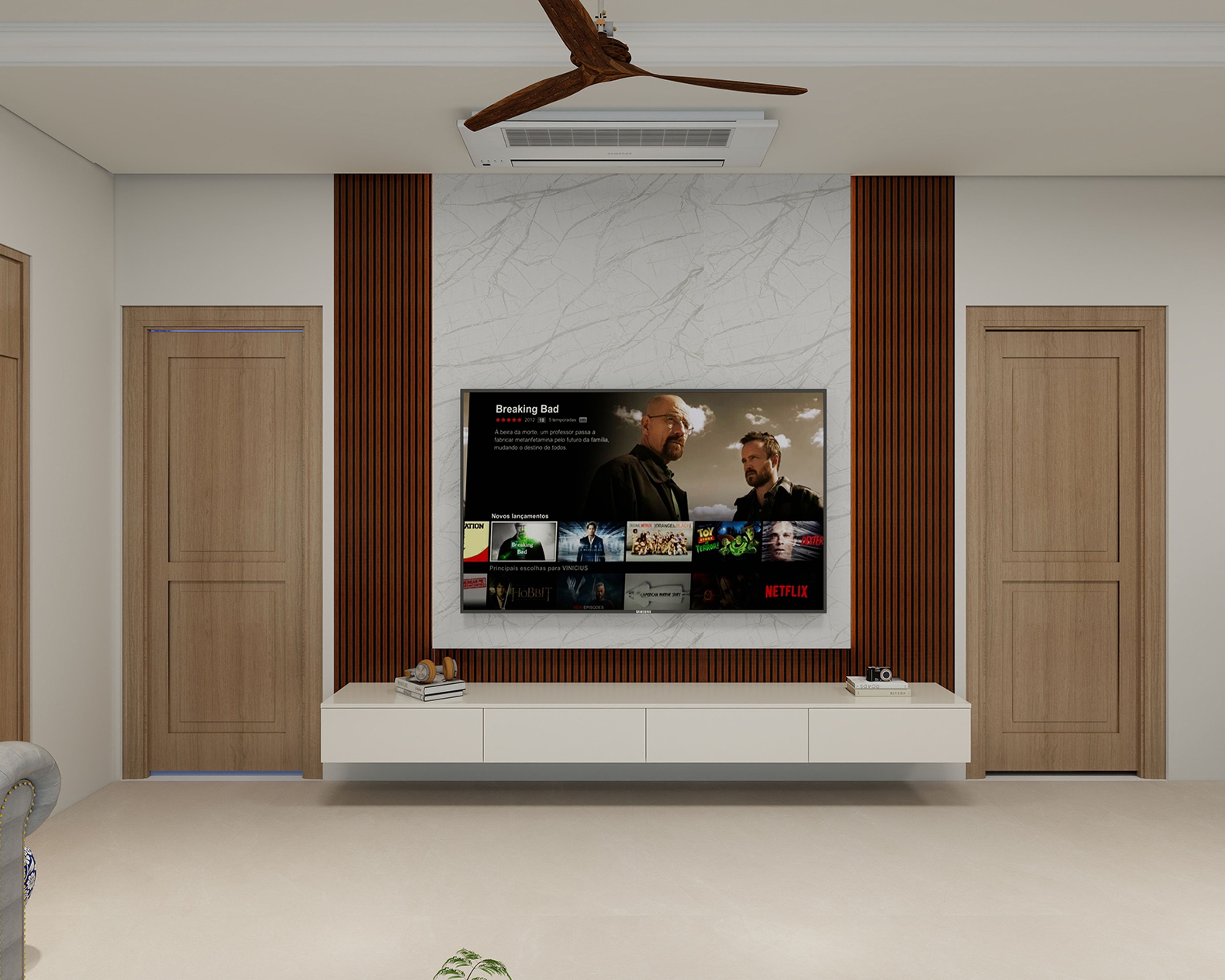Large Format Flooring Design with Cream Square Tile