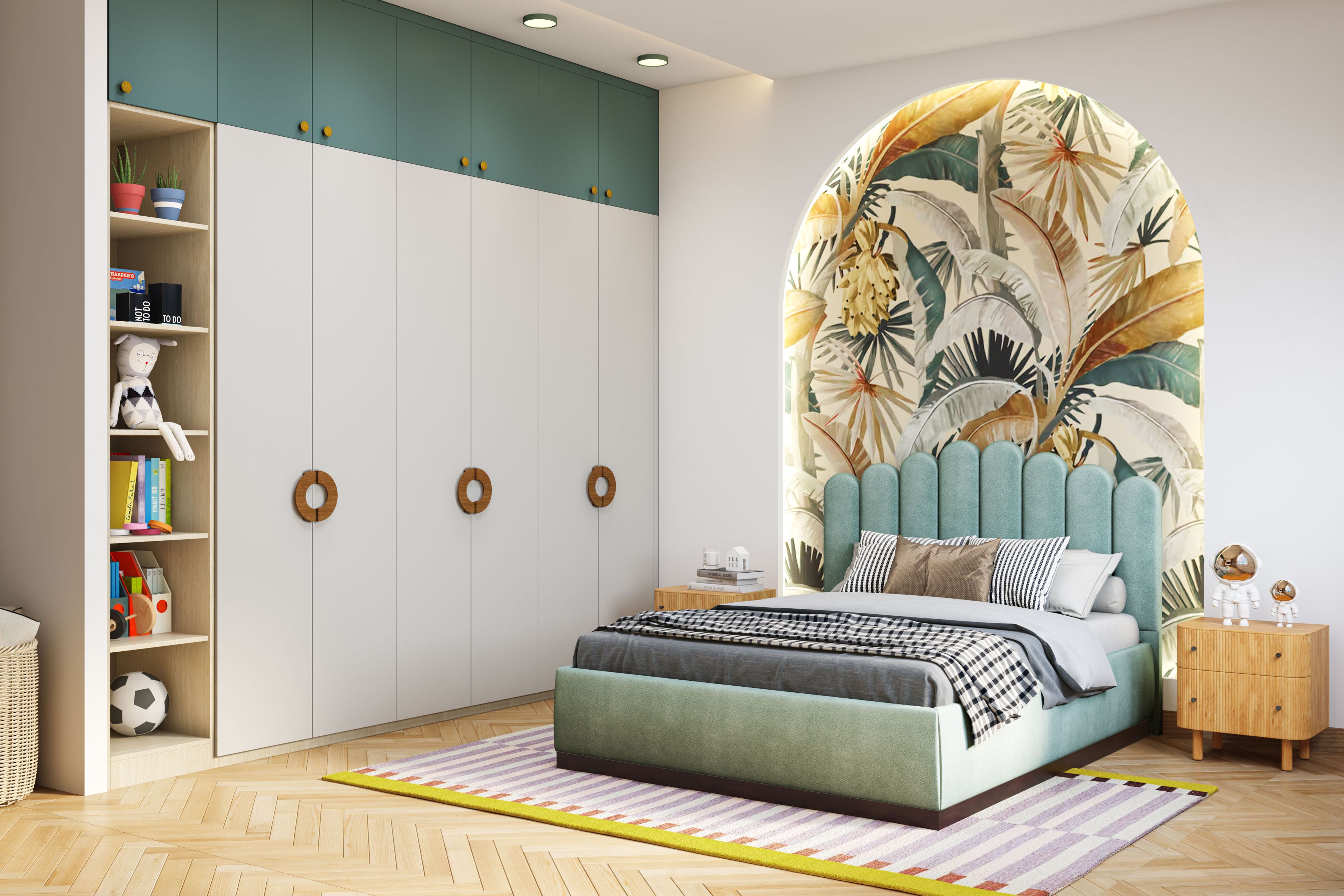 Tropical Leaf Wallpaper Design With Warm Natural Tones and Matte Finish