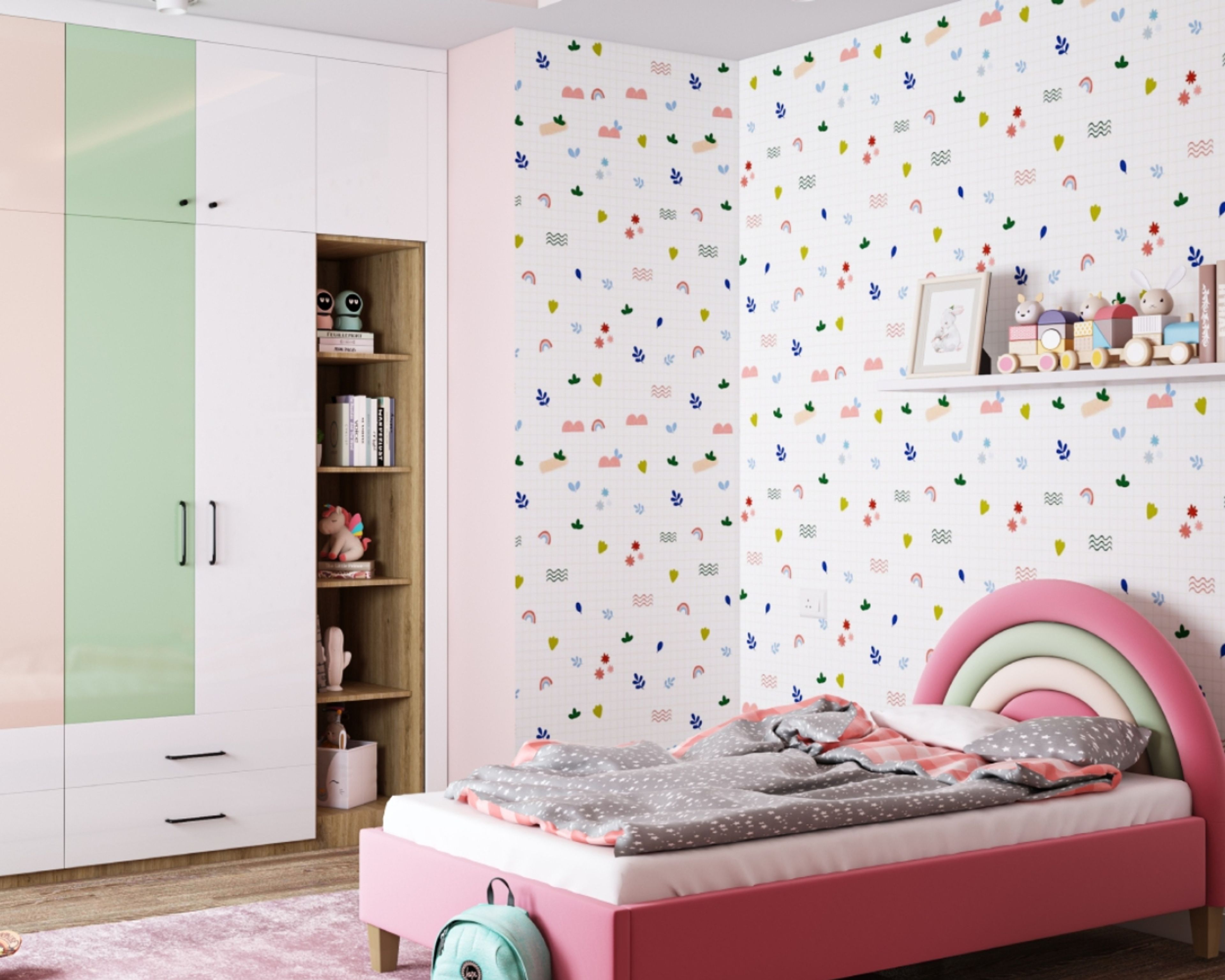 Colorful Grid-Style Modern Wallpaper Design with Abstract Shapes