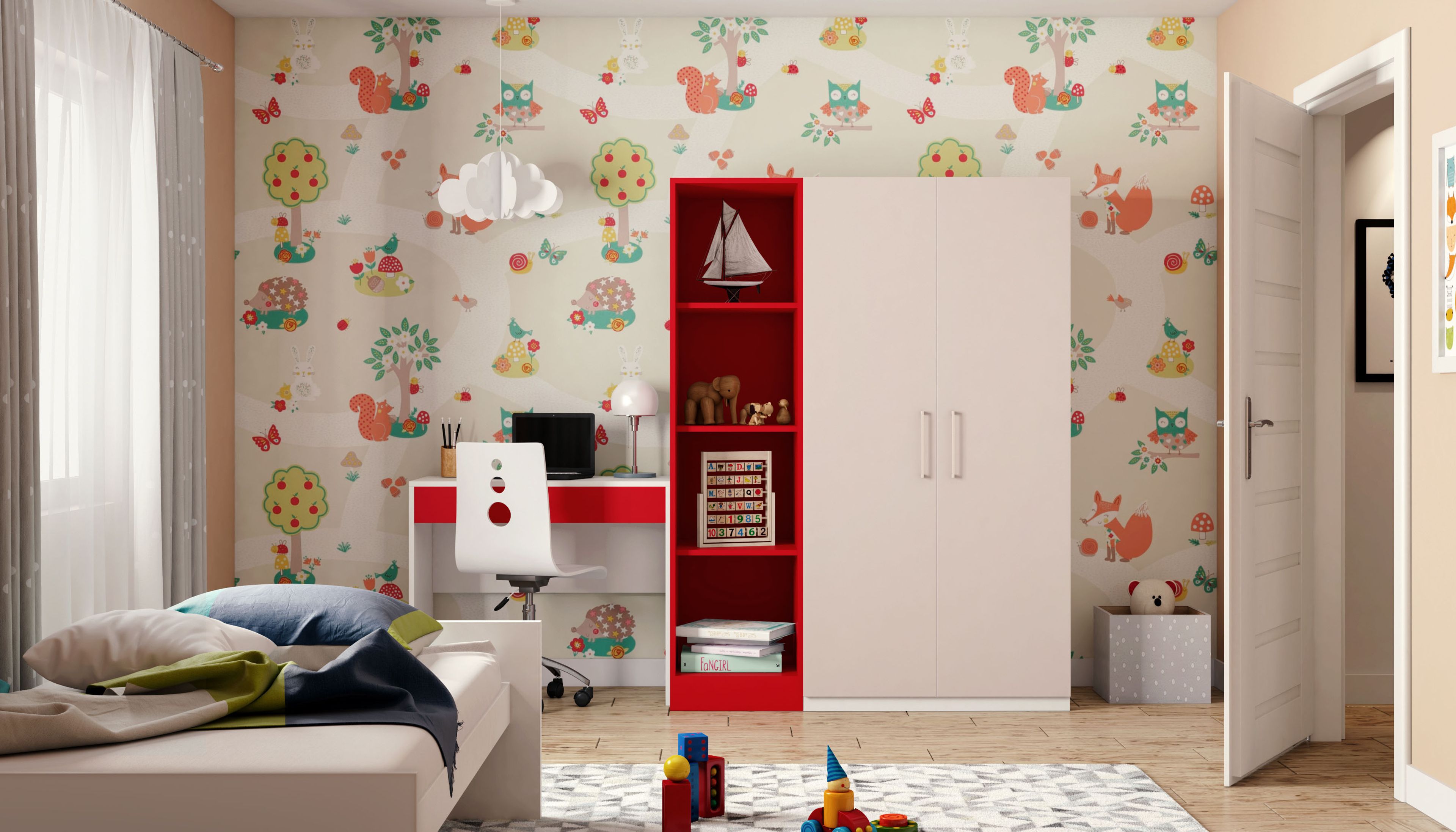 Woodland Themed Modern Forest Wallpaper Design for Kids Bedroom Walls