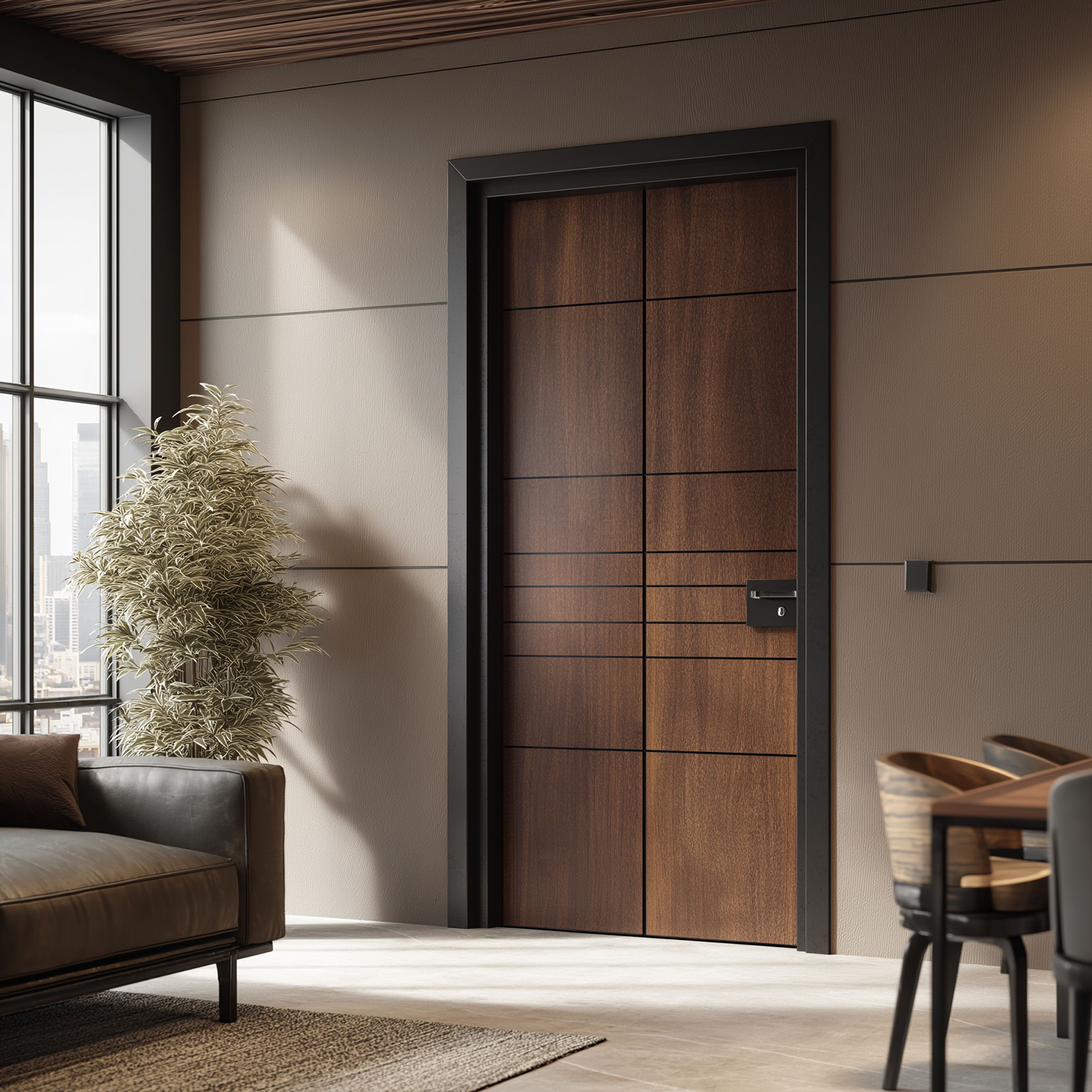 Contemporary Swing Single Door Design with Matte Finish for Entrance Doors