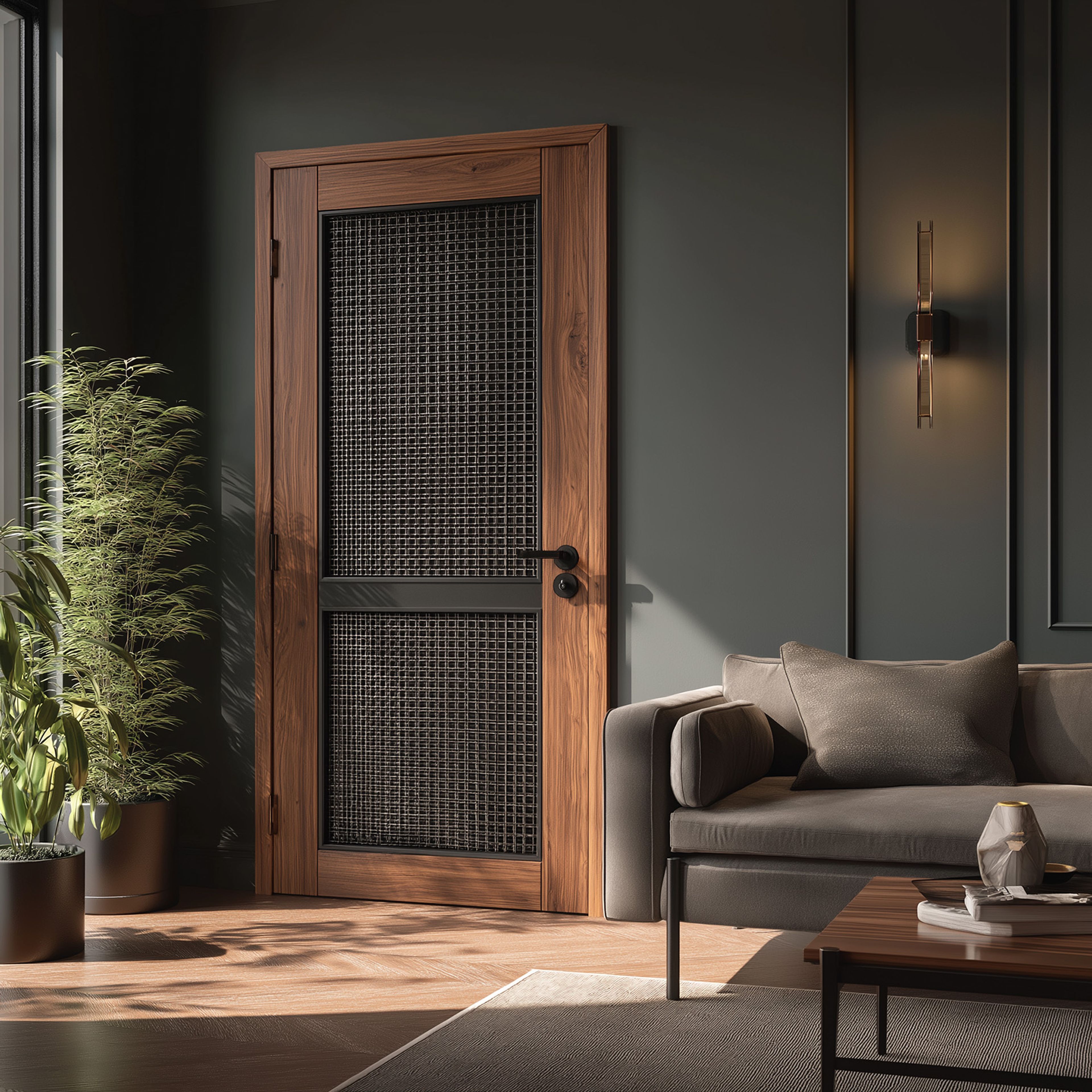 Matte Finish Contemporary Swing Single Door Design for Entrance Spaces