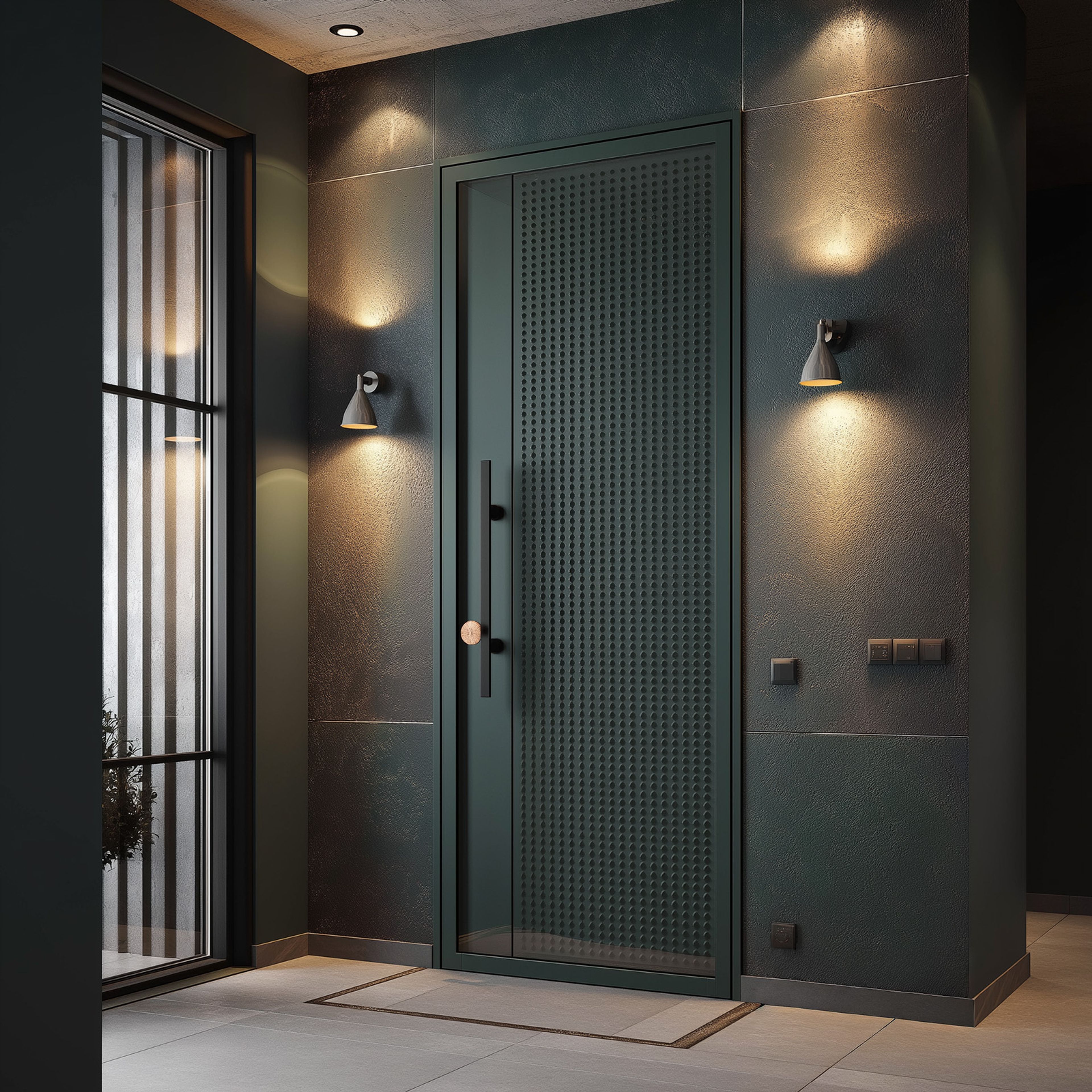 Modern Matte Finish Entrance Door Design with Tall Swing Single Style