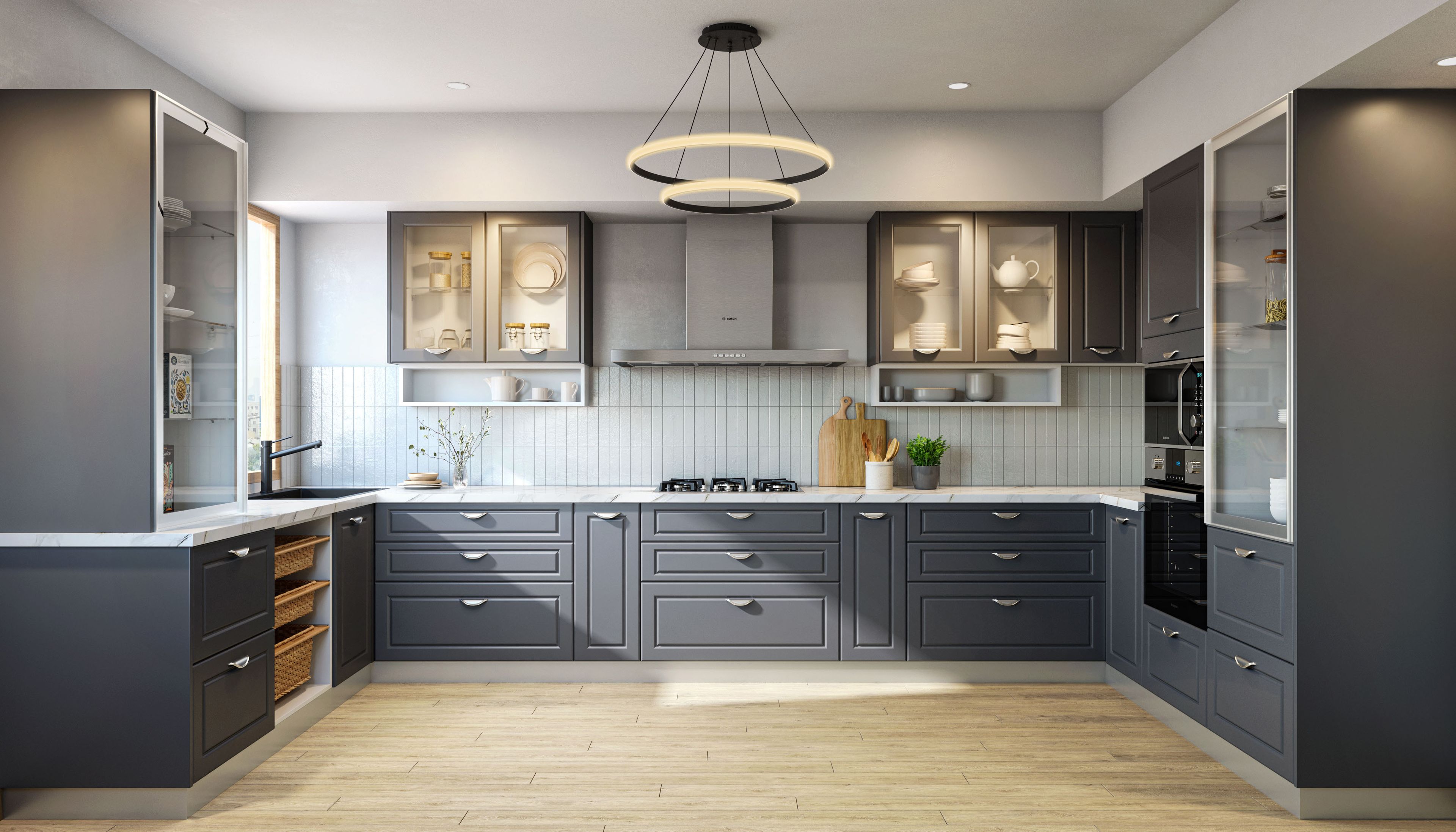 Contemporary Light Oak Wood Flooring Design with Rectangular Planks