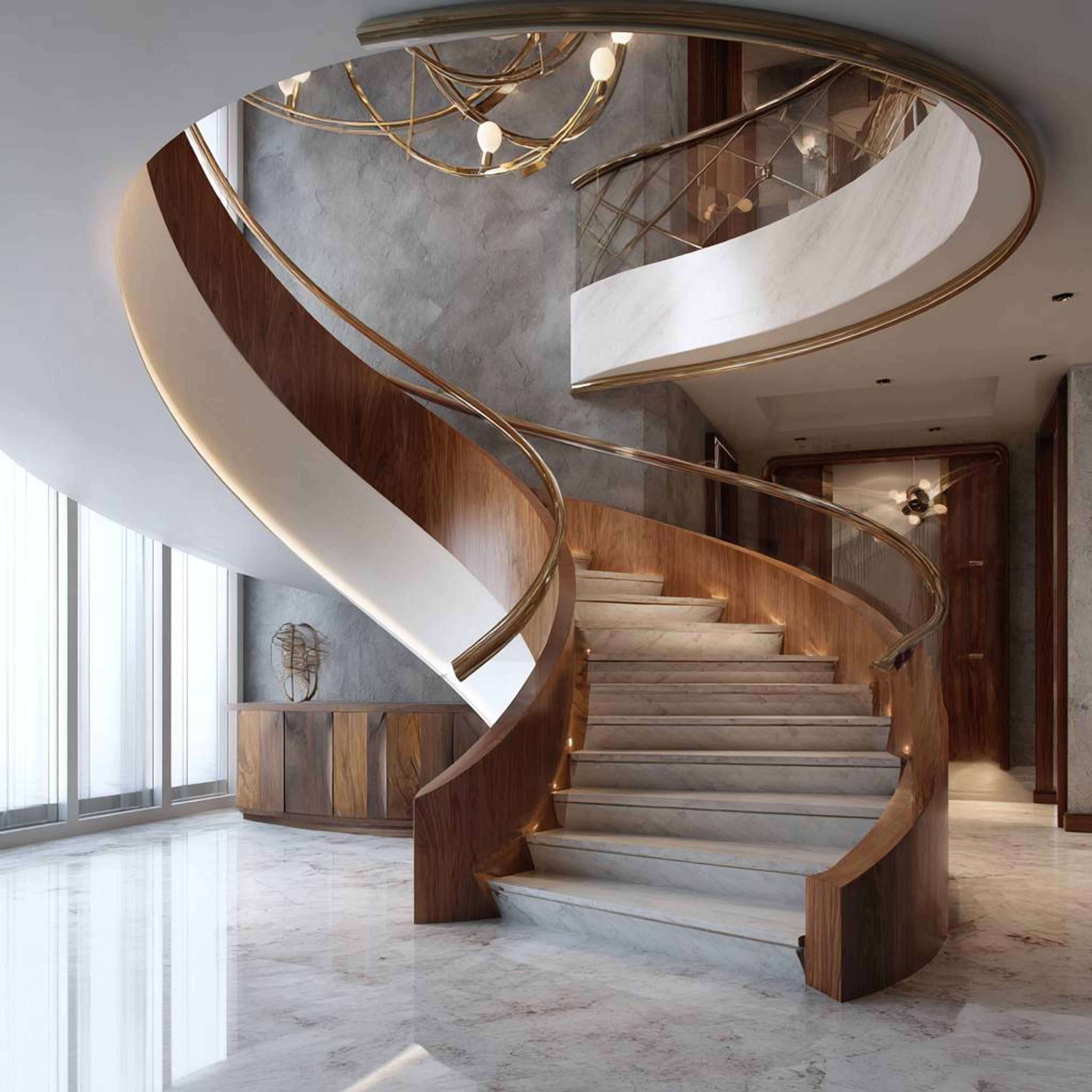 Modern Spiral Staircase Design With Sleek Concrete Sculptural Form