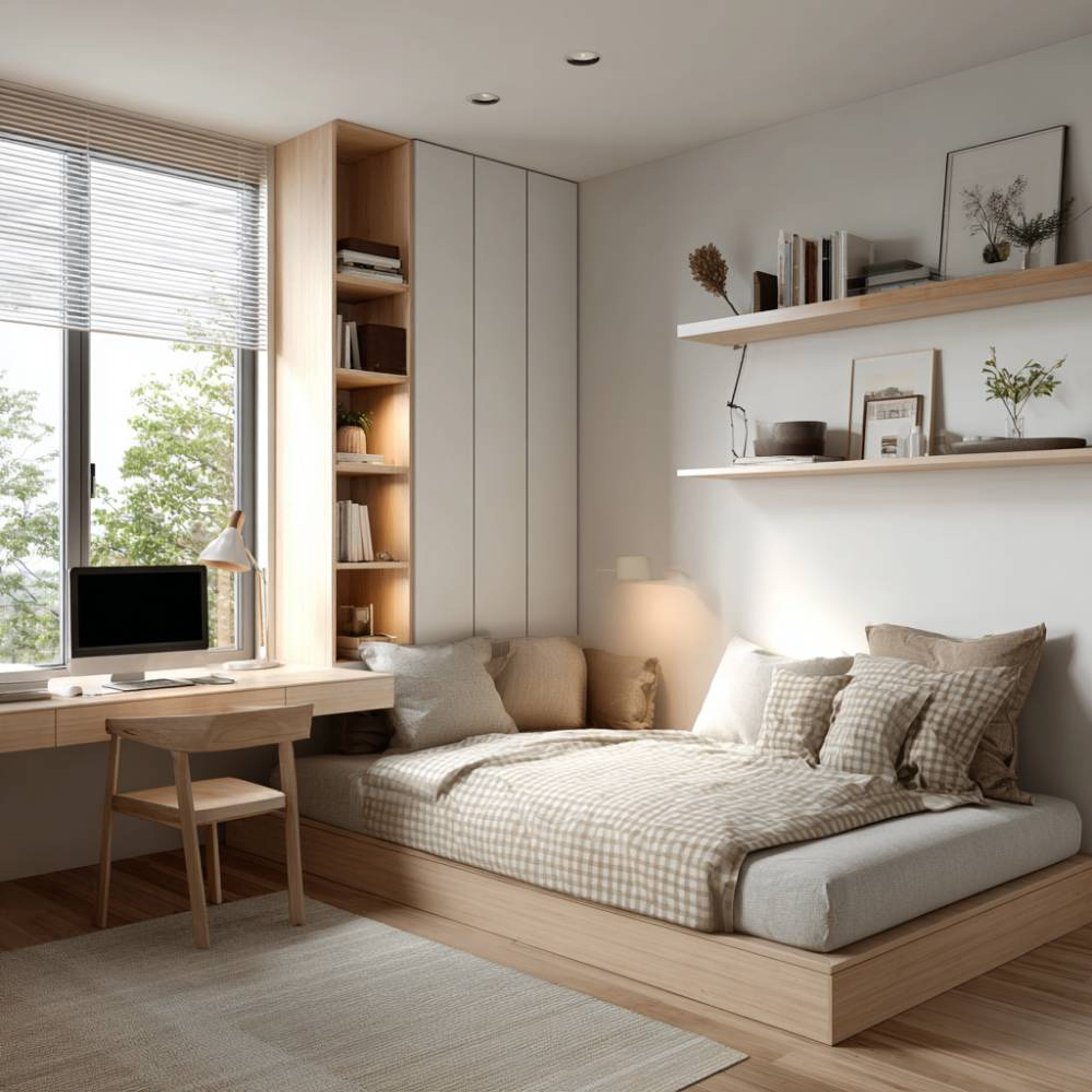 Space Saving Design with Bed, Desk, Study Corner and Built-In Storage