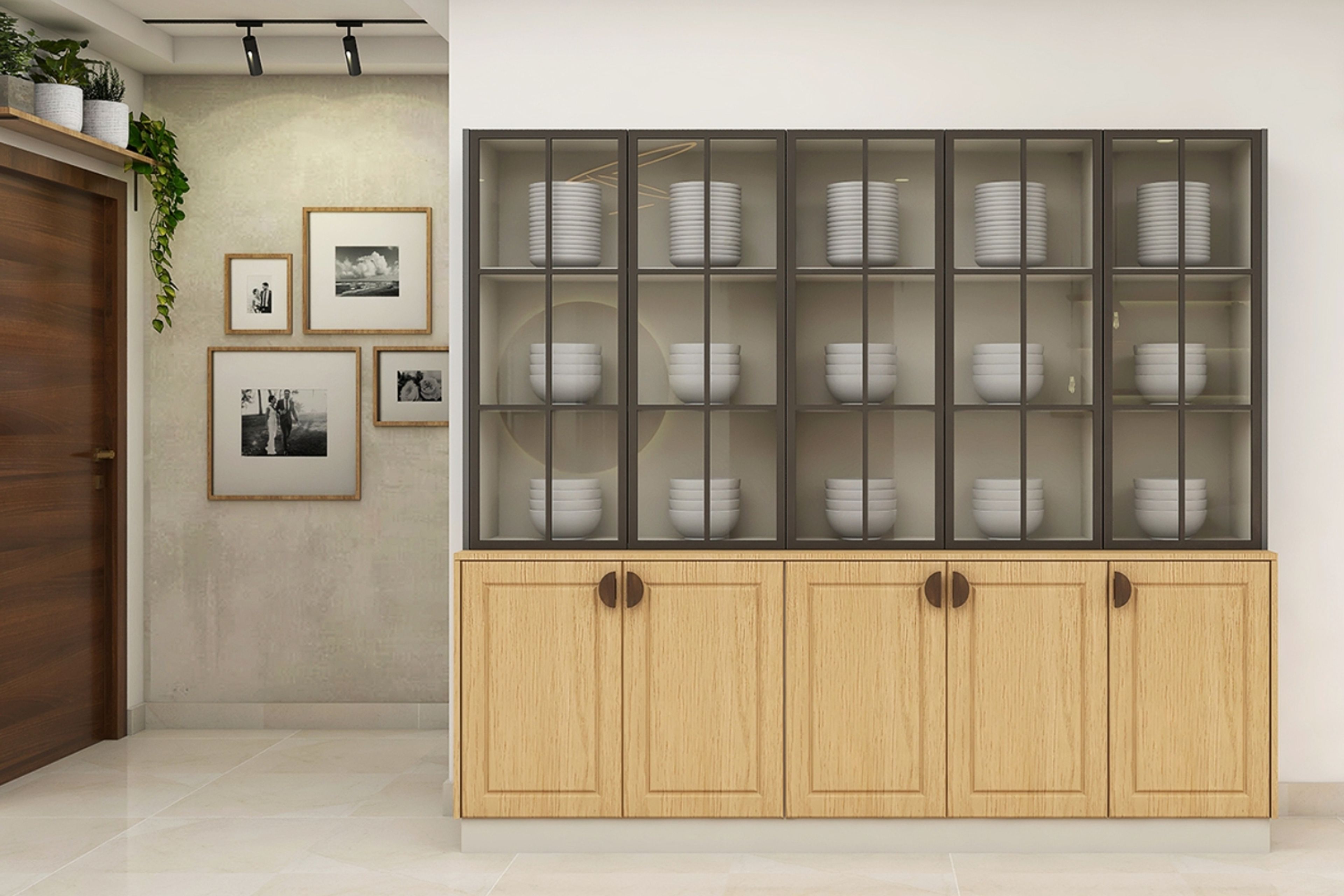 Modern Montana Crockery Unit Design Glass and Wood Storage