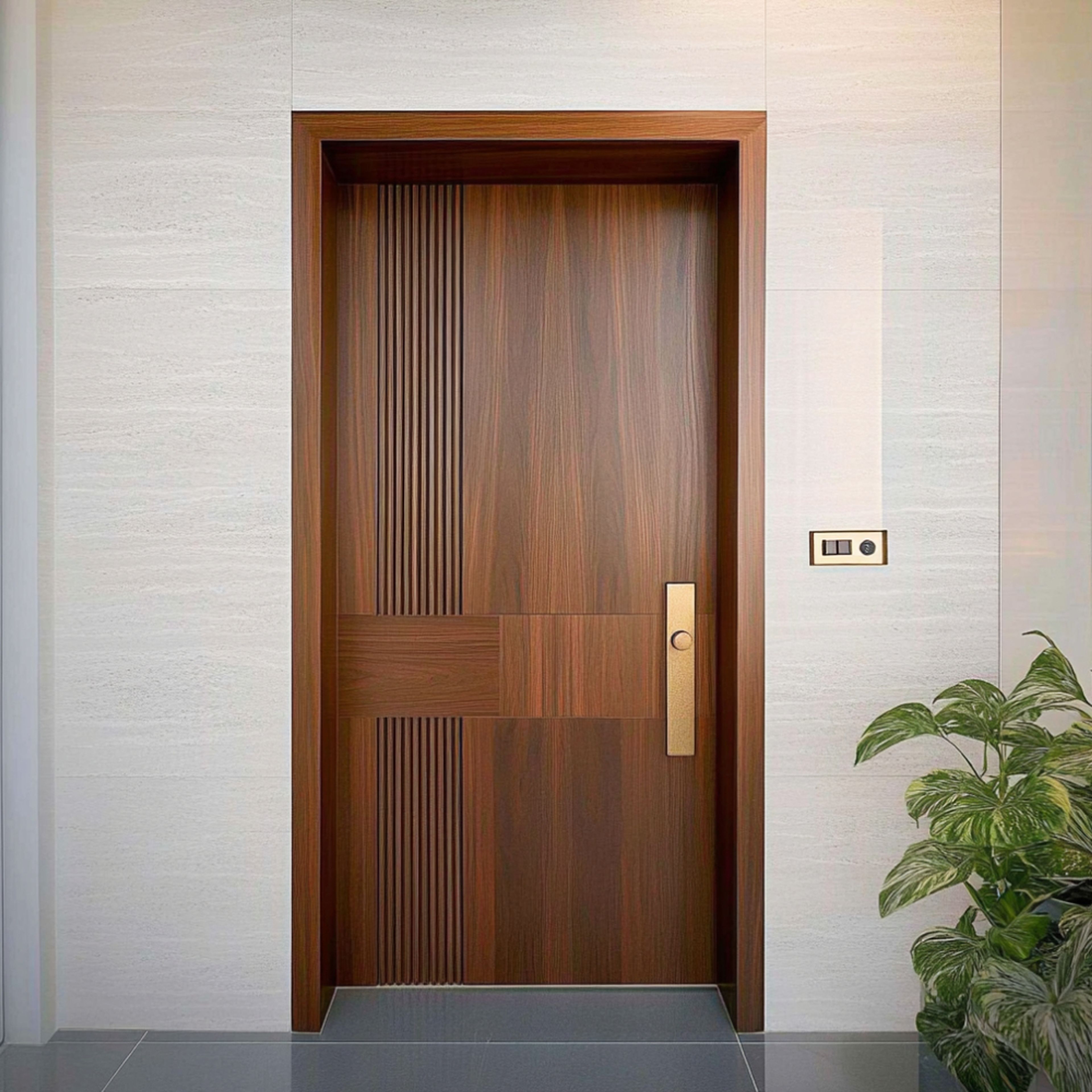 Contemporary Swing Single Door Design with Matte Finish for Entrances