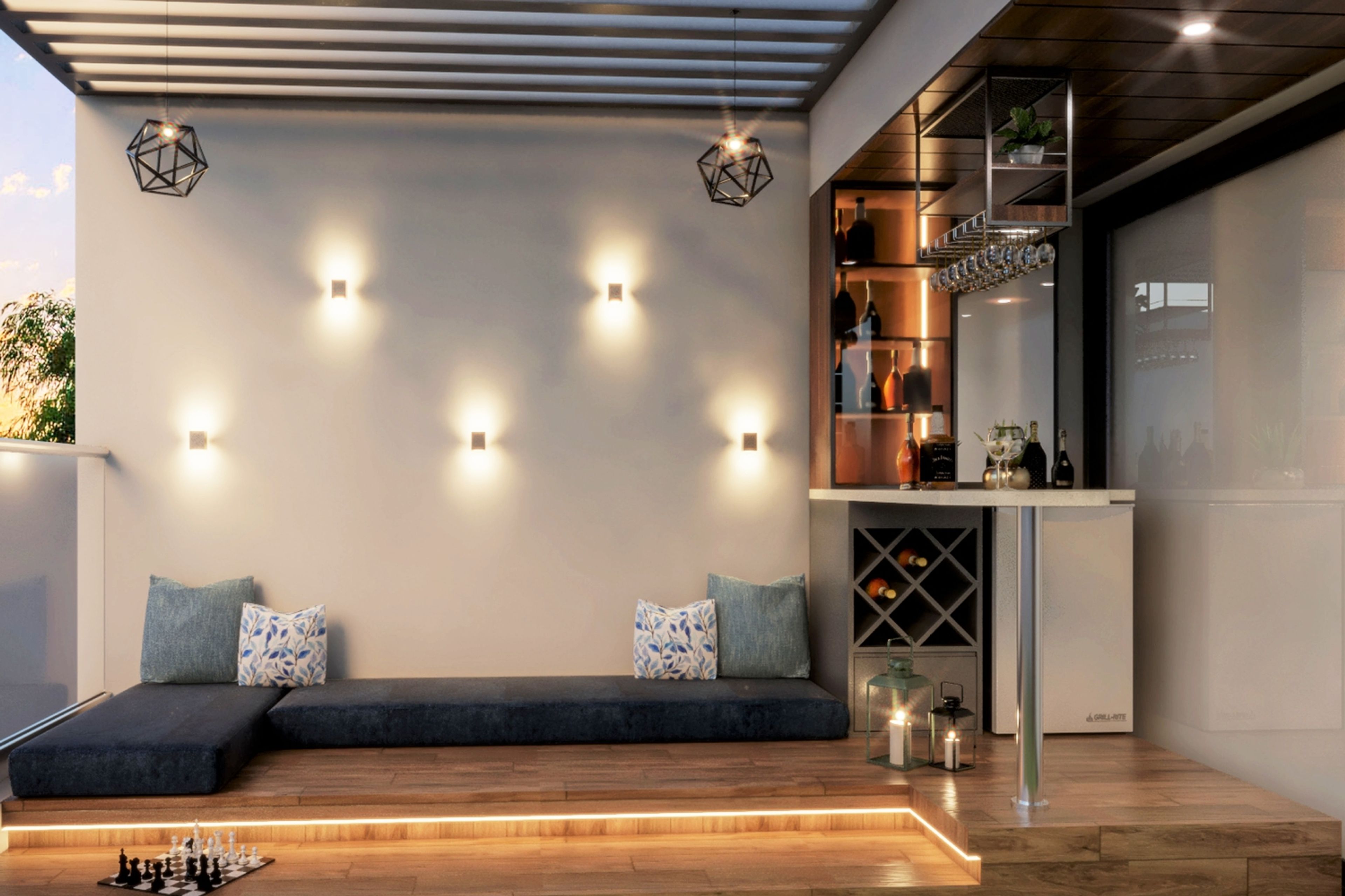 Balcony Bar with Built-In Wine Storage