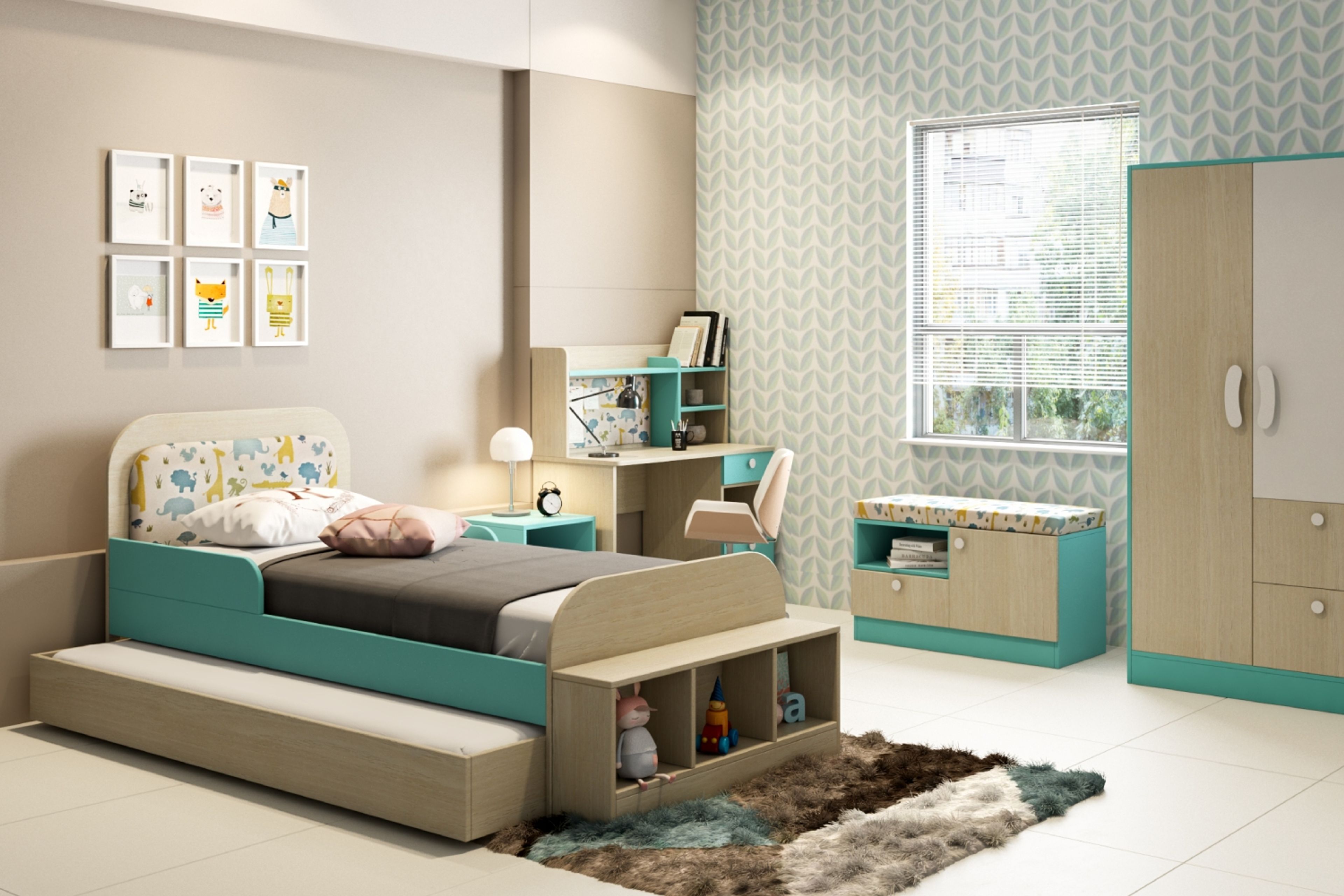 Bedroom Design with Pull-Out Trundle Bed