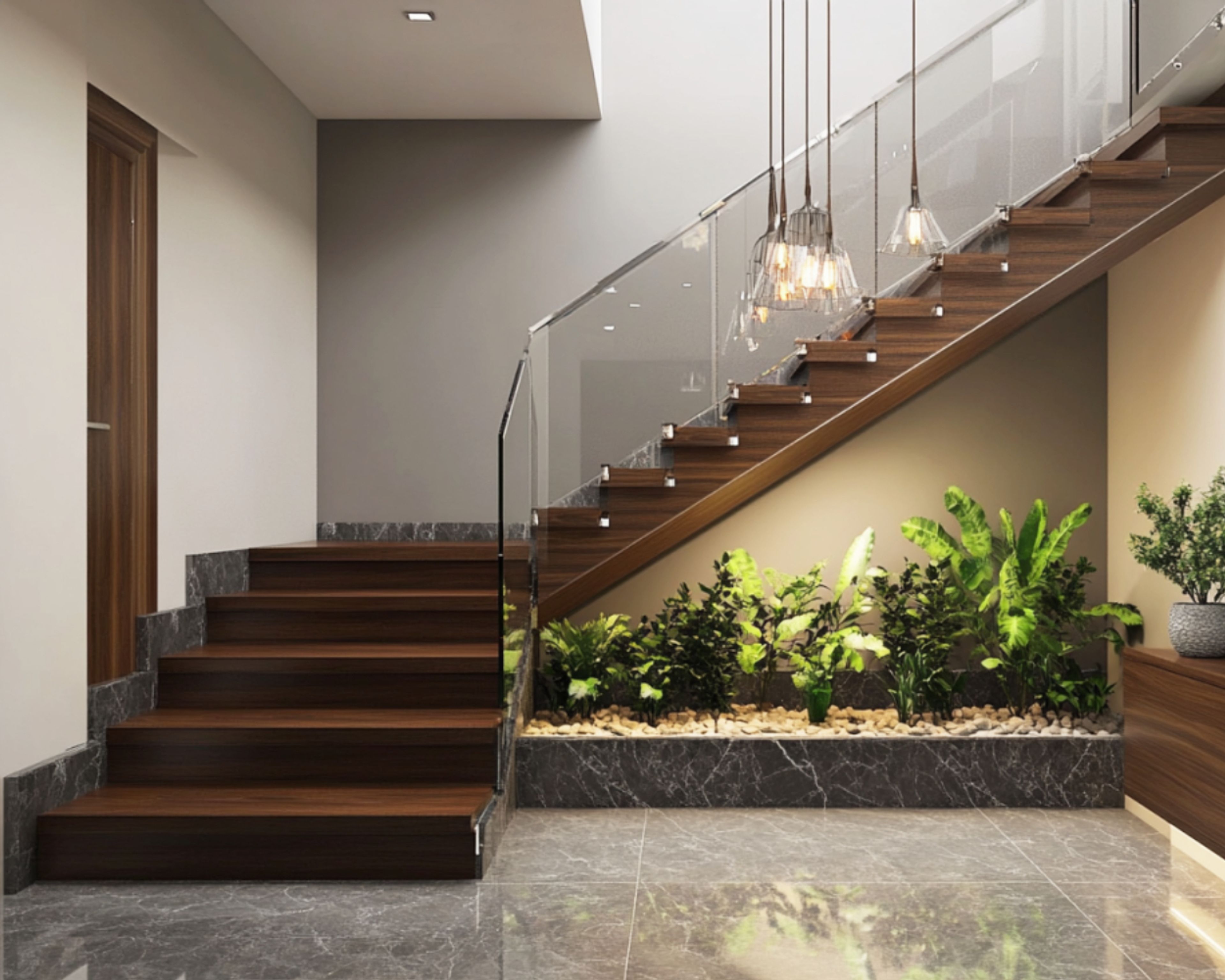 L-Shaped Wooden Staircase Design for a Modern Look