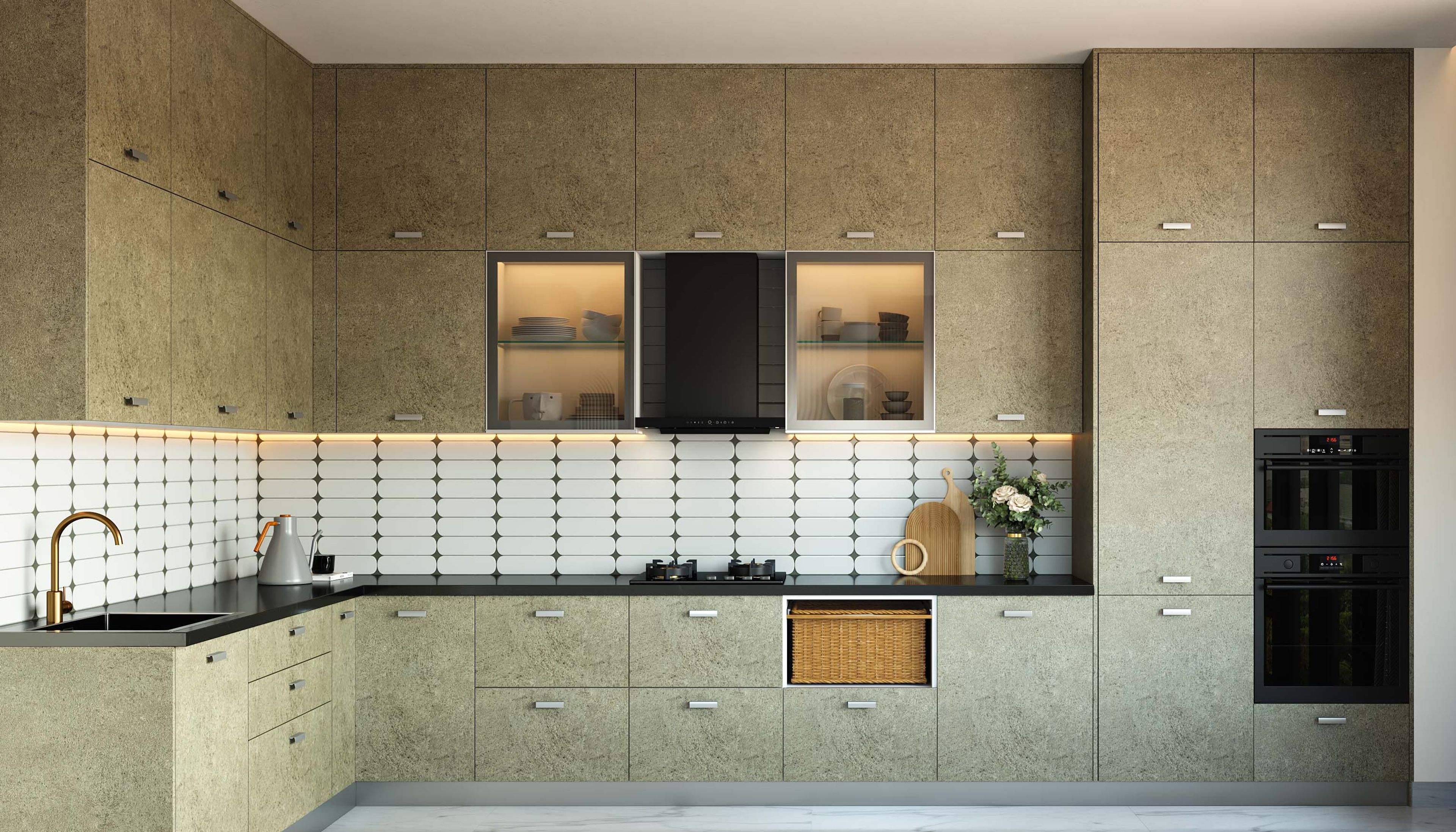 White and Black Ceramic Subway Tiles Design for Kitchens