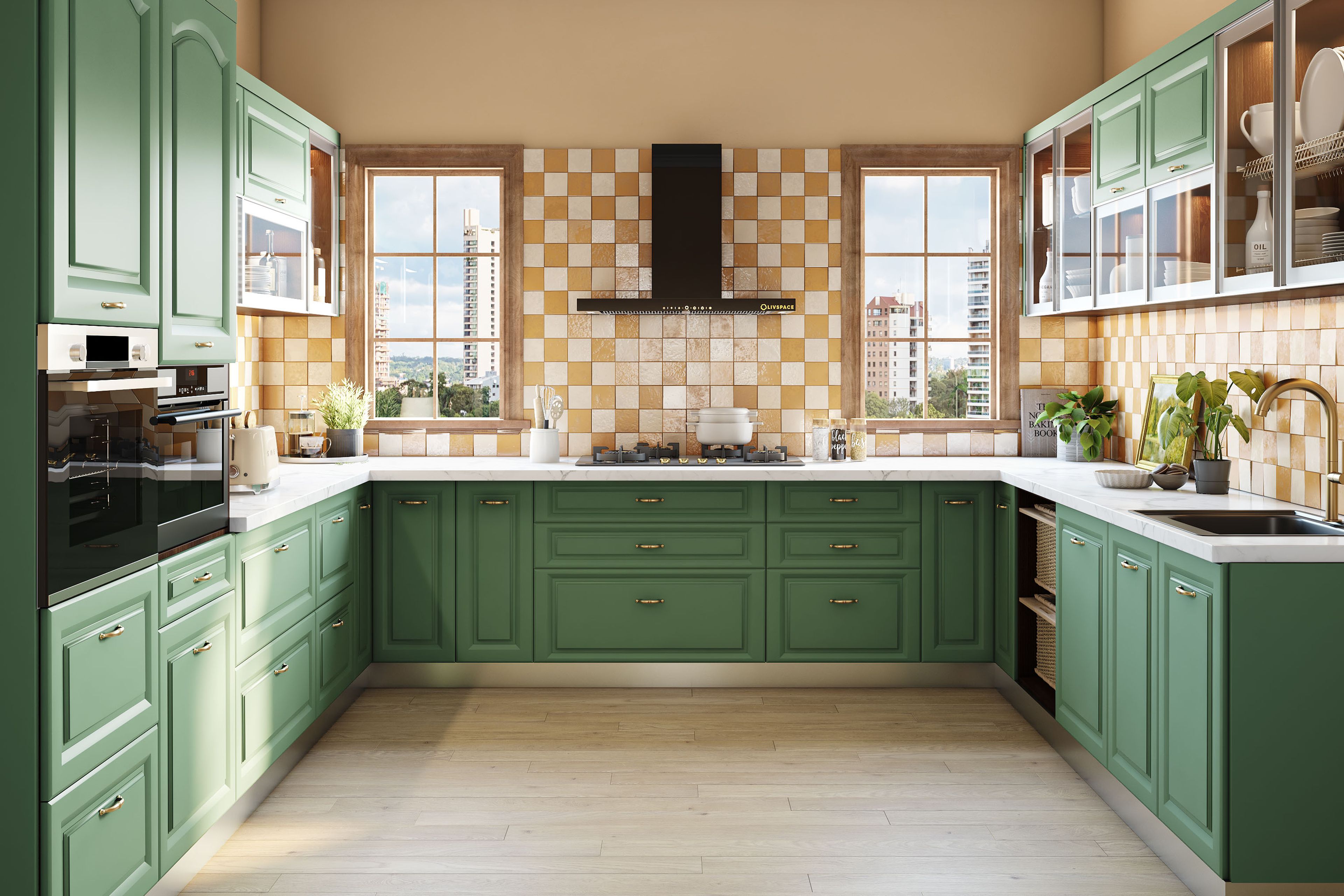 White and Bright Brown Glossy Mosaic Tiles Design for Kitchens