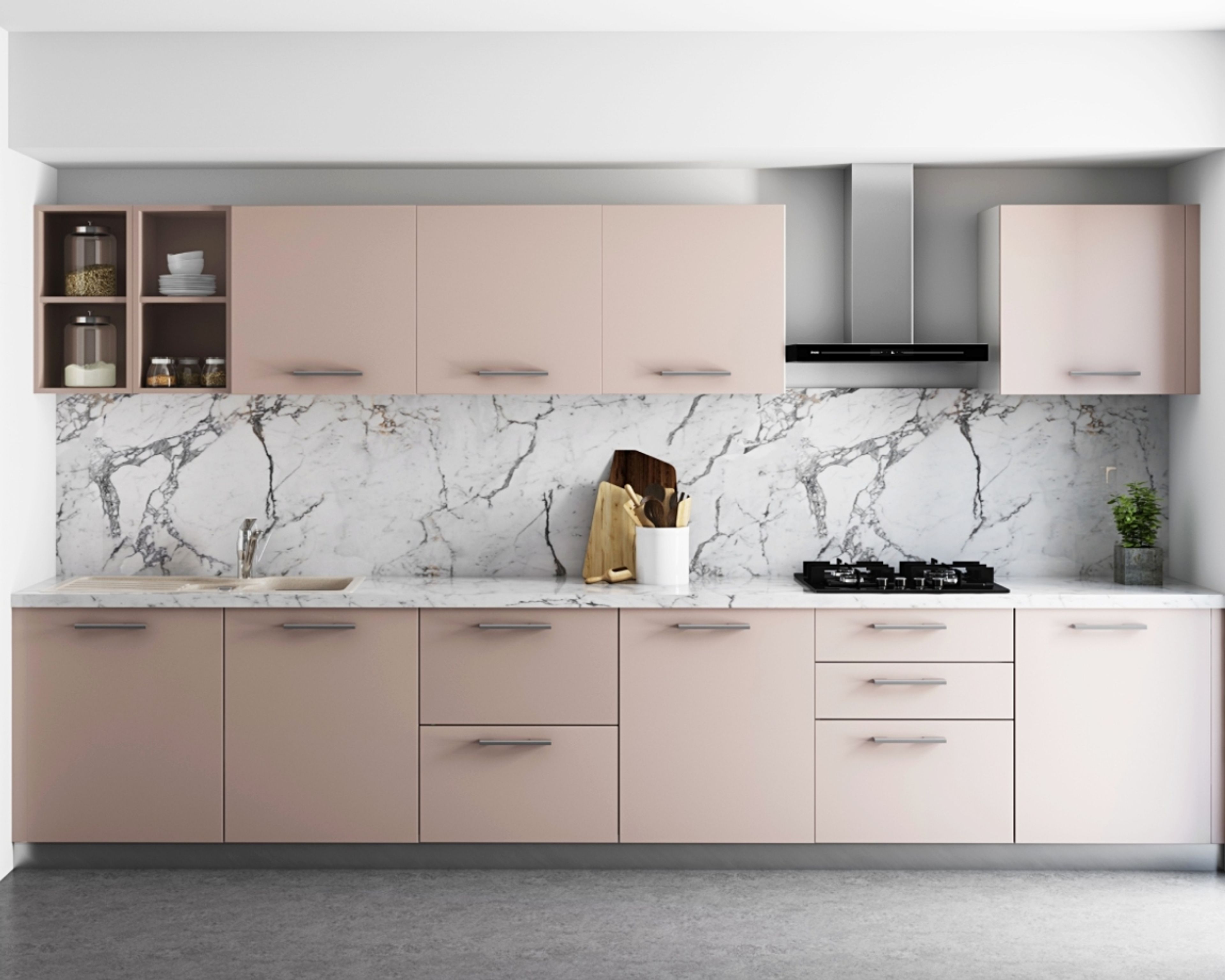 White and Grey Ceramic Seamless Tiles Design for Kitchens