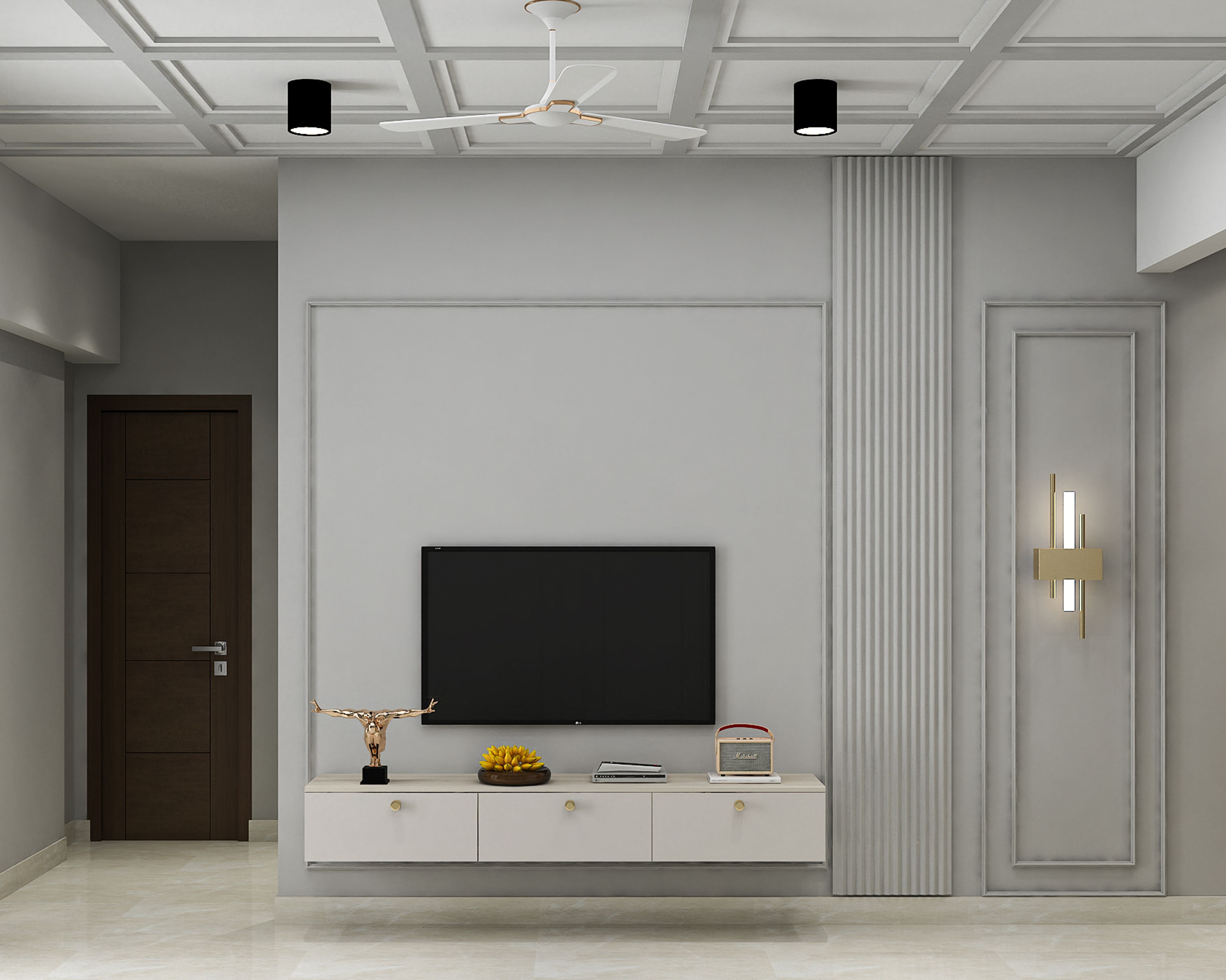 5-Foot Floating TV Unit Design with Suede Finish