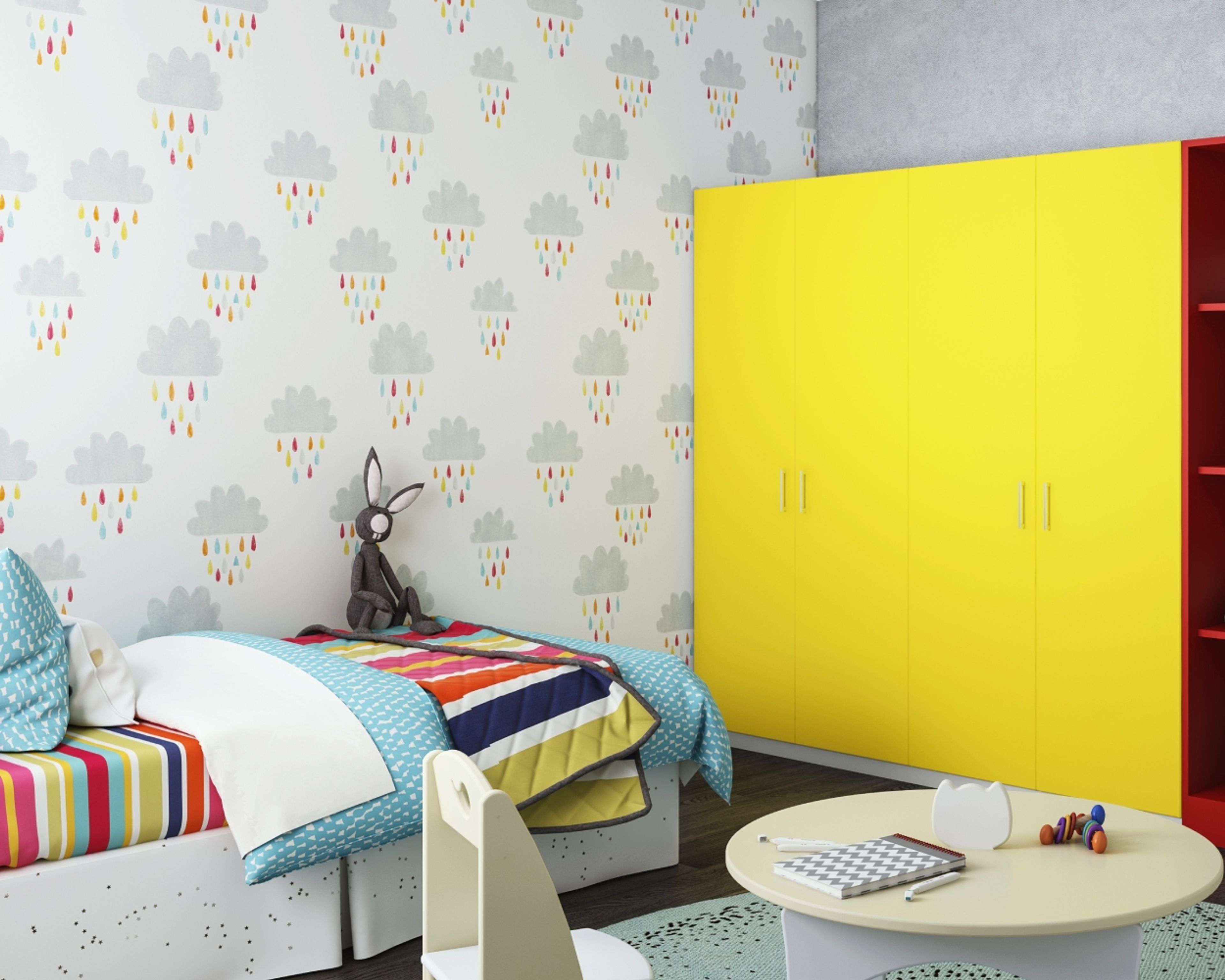 Contemporary Cloud Design Multicolour Wallpaper with Textured Finish