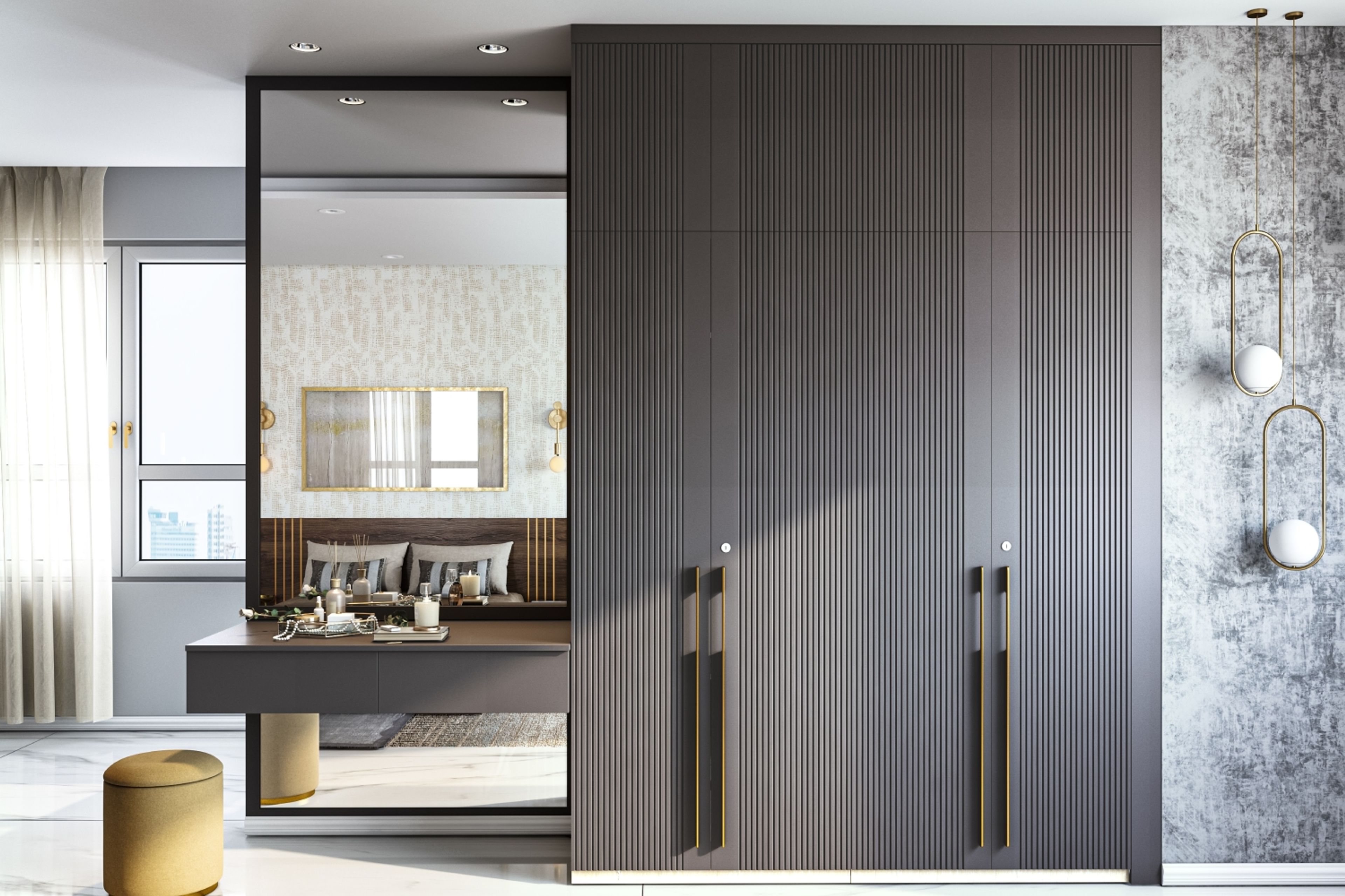 4-Door Contemporary Swing Wardrobe Design in Matt Membrane Finish