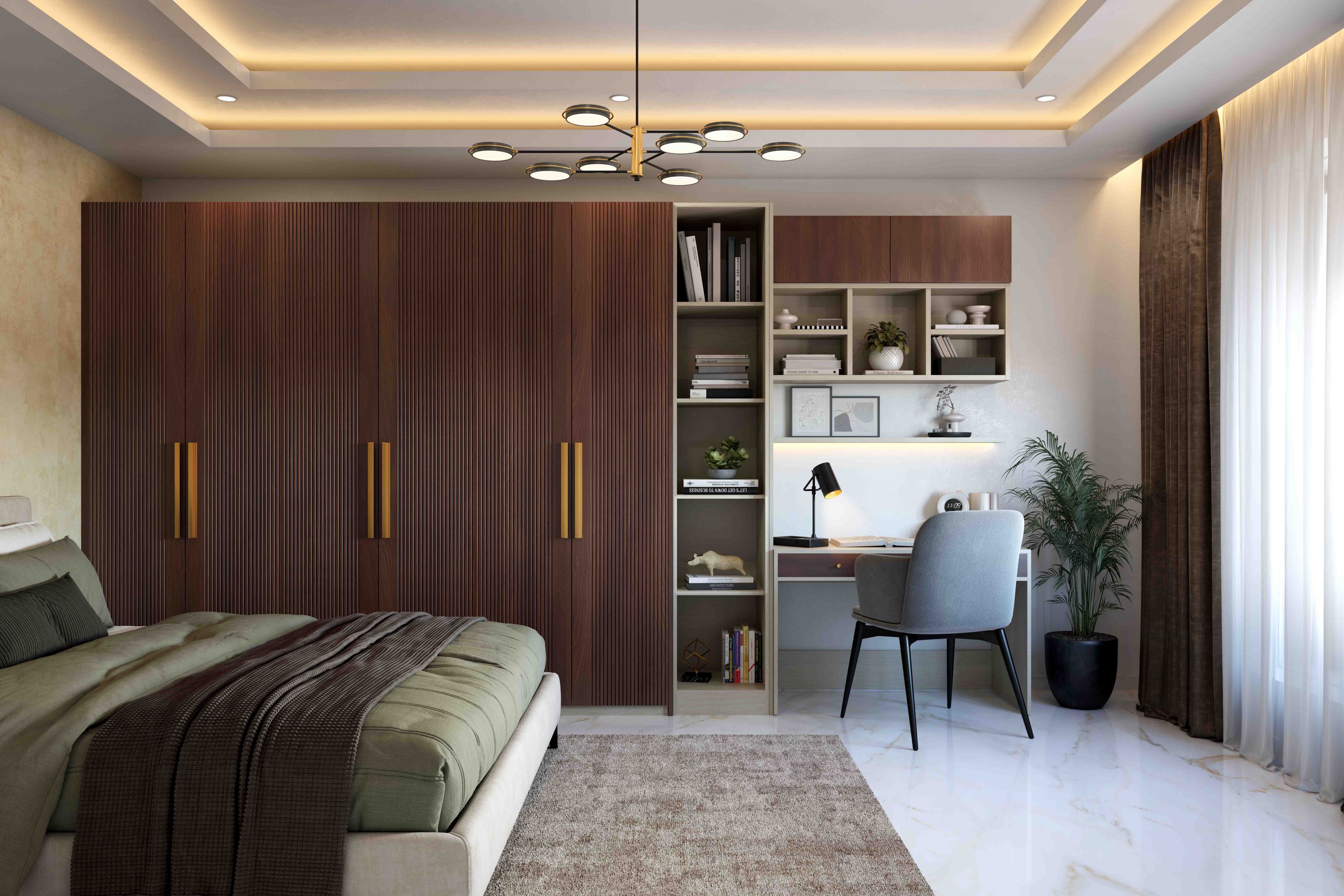 Contemporary 6-Door Swing Wardrobe Design in Matte Finish Shutters