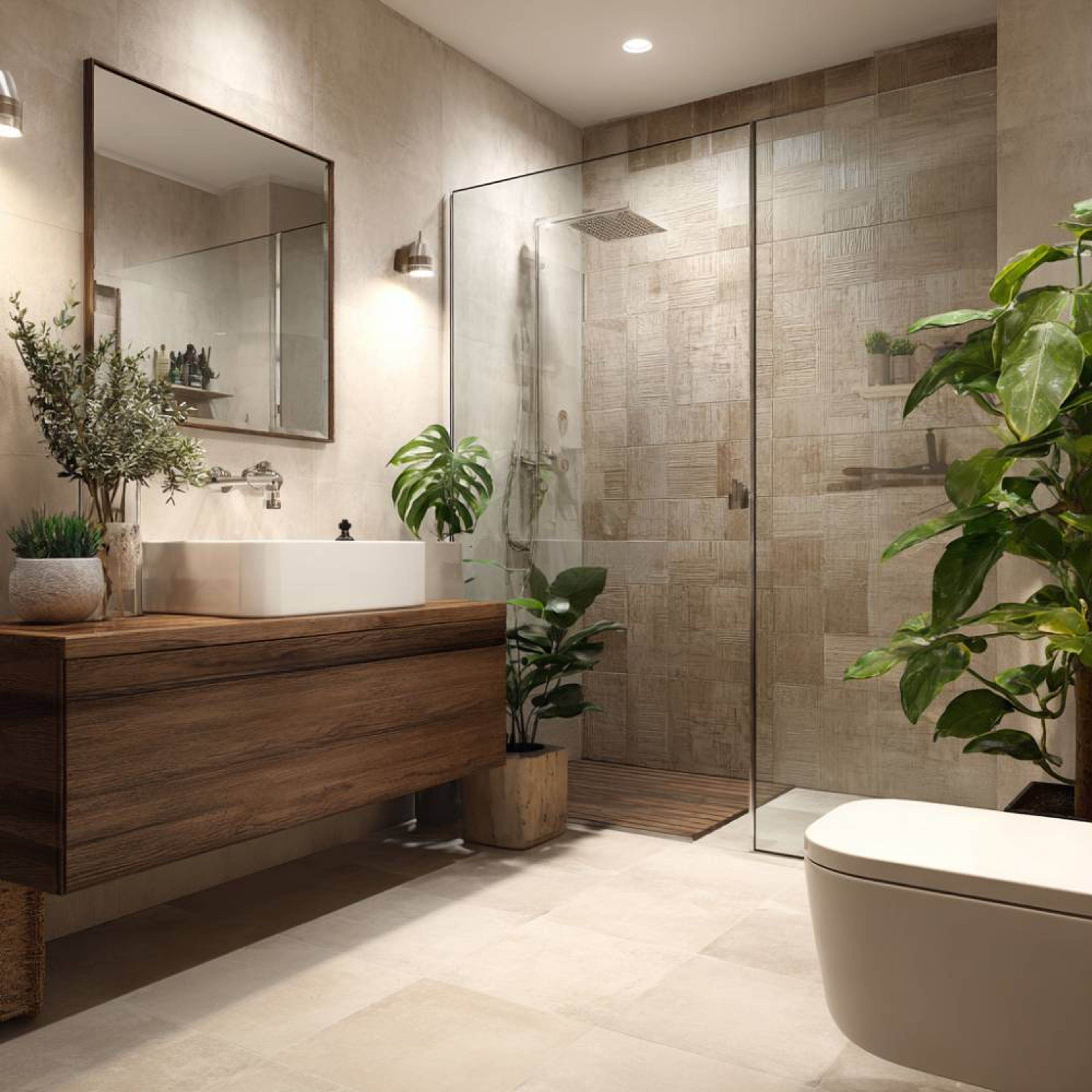 Beige Flooring Design with Scratch-Resistant Square Tiles