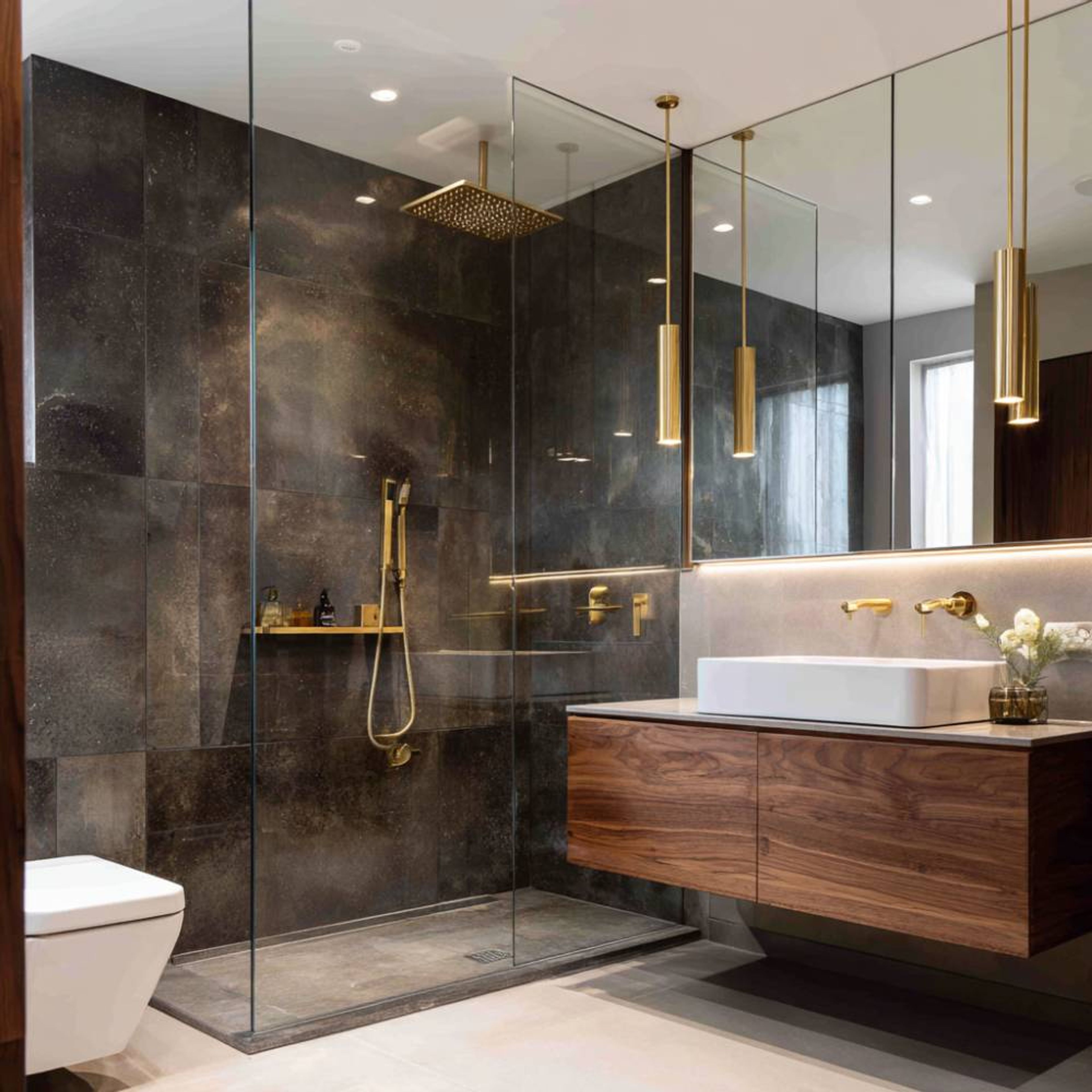 Brown Seamless Ceramic Tile Design with Matte Finish for Modern Bathrooms