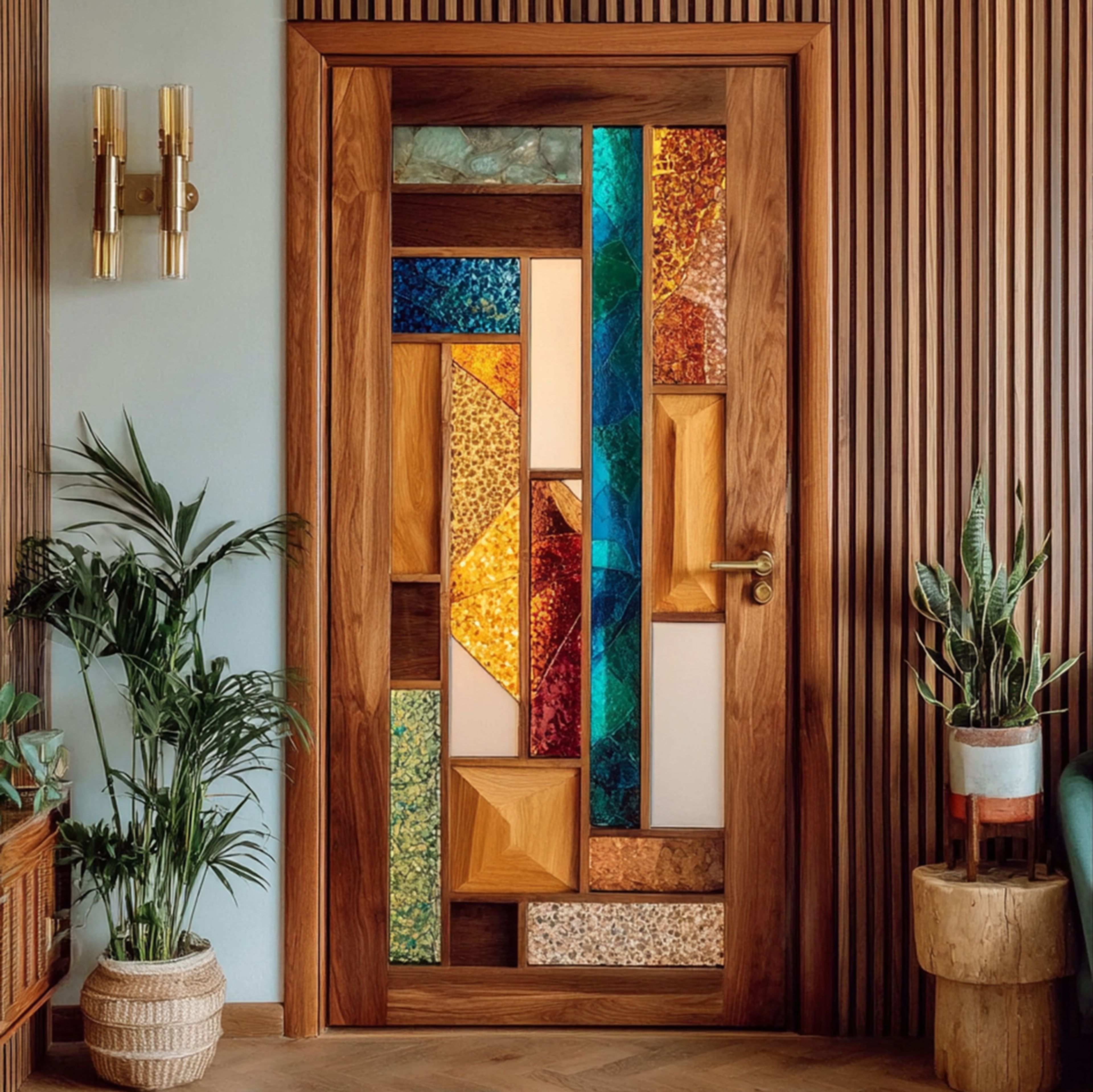 Eclectic Entrance Swing Single Door Design with Matte Finish