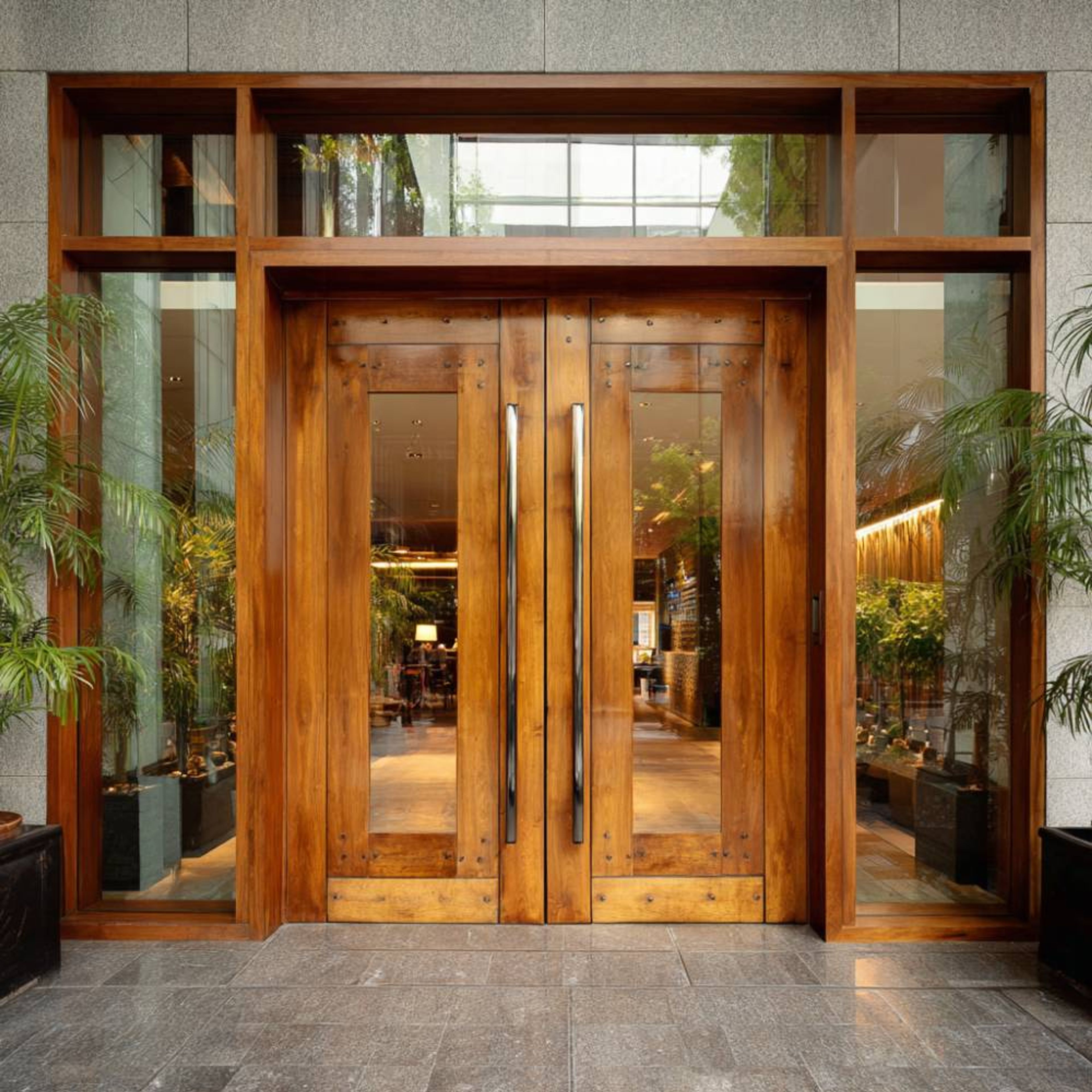 Modern Double Swing Entrance Door Design Matte Finish