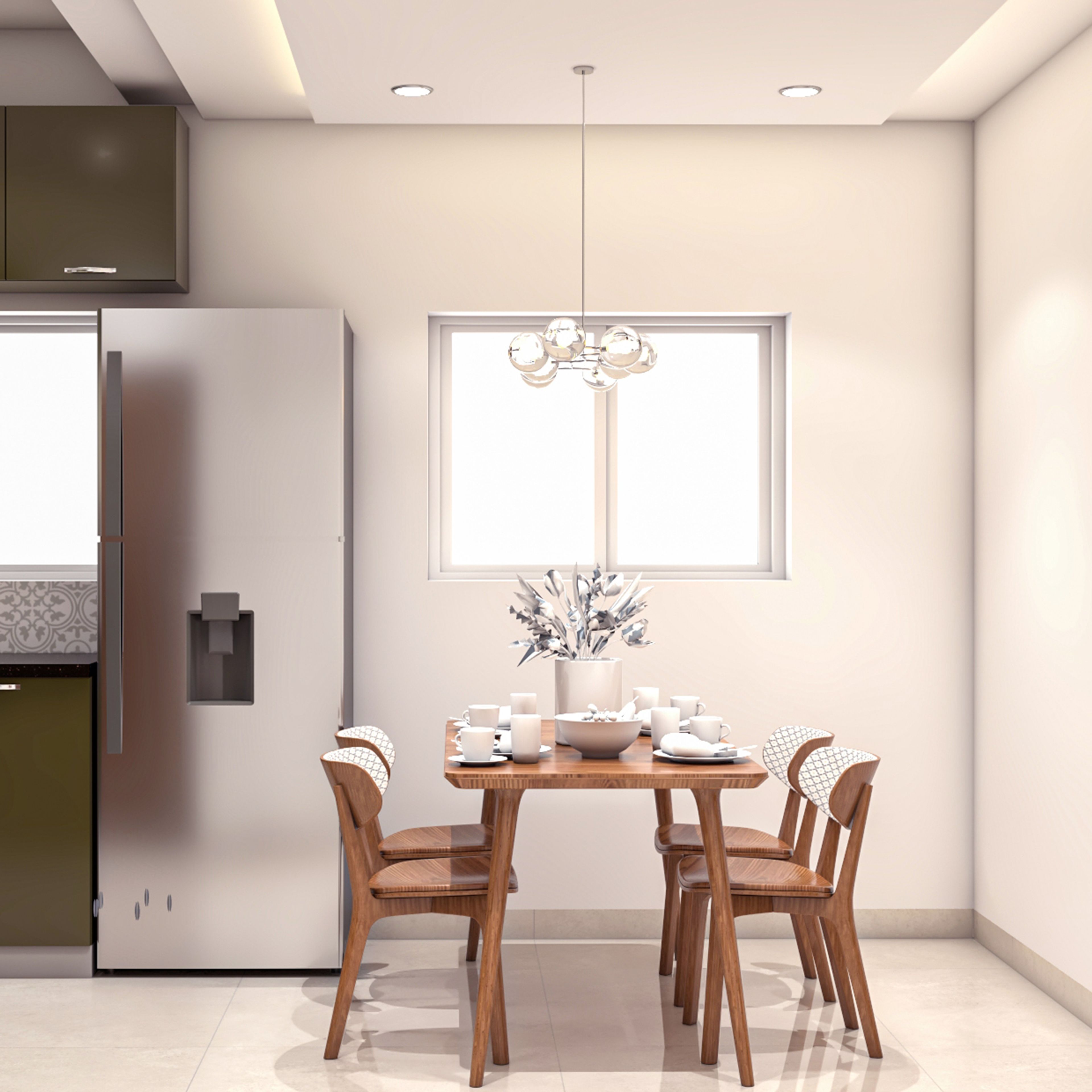 Contemporary Dining Room Design with Wooden Dining Table and Four Chairs