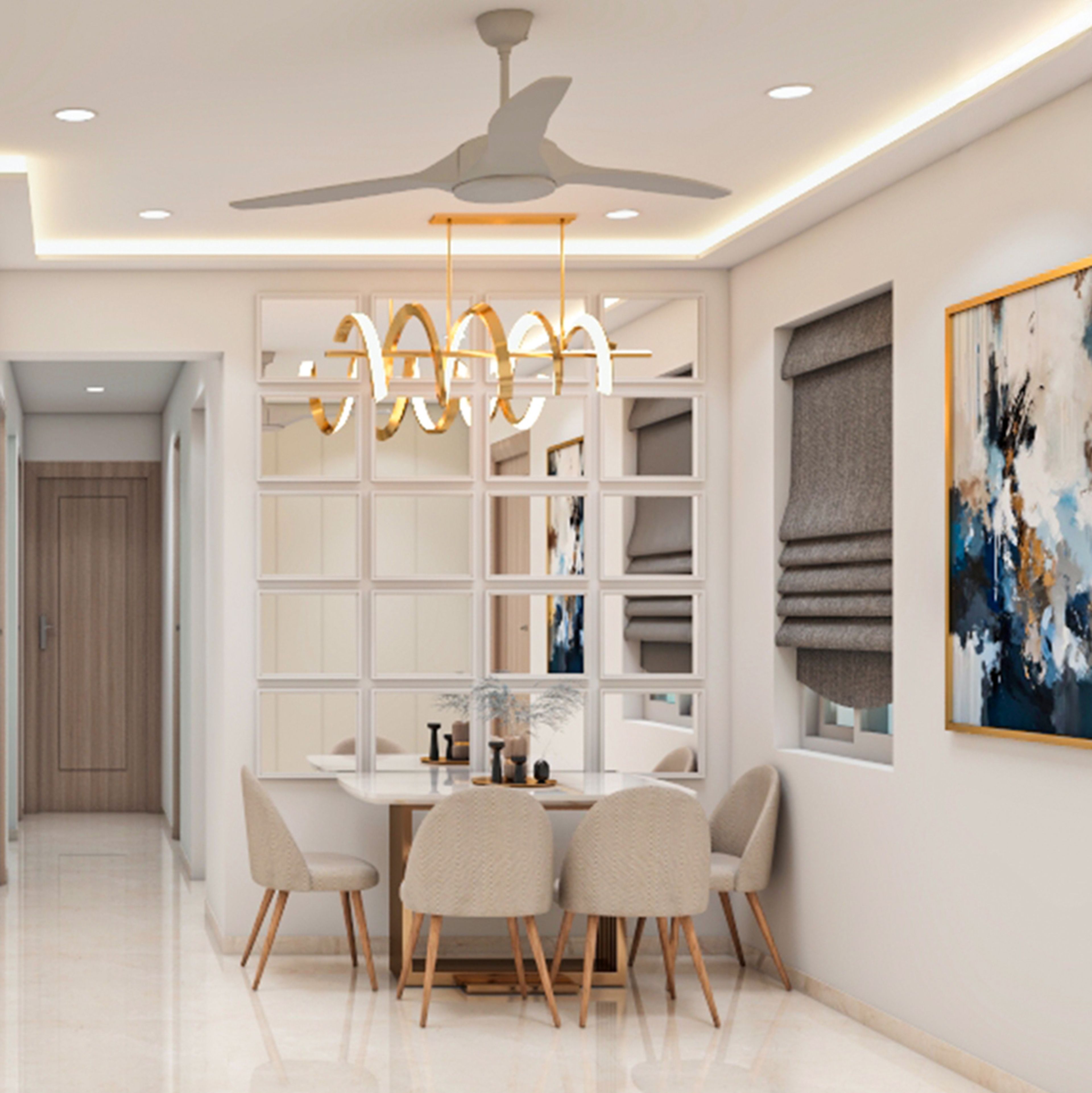 Rectangular Single Layer False Ceiling Design with Spot and Cove Lighting