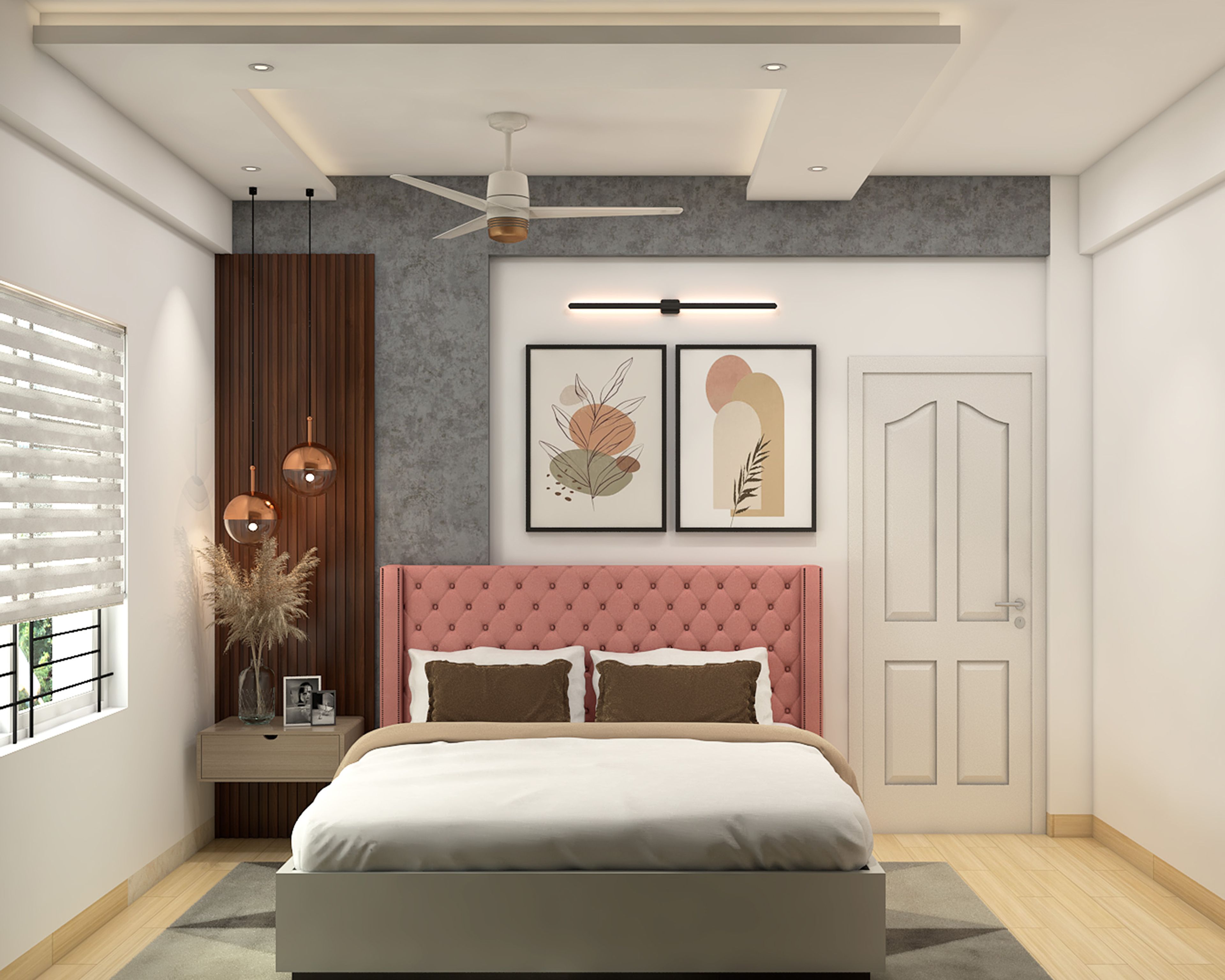 Modern Rectangular Gypsum Double Layer False Ceiling Design with Paint Finish