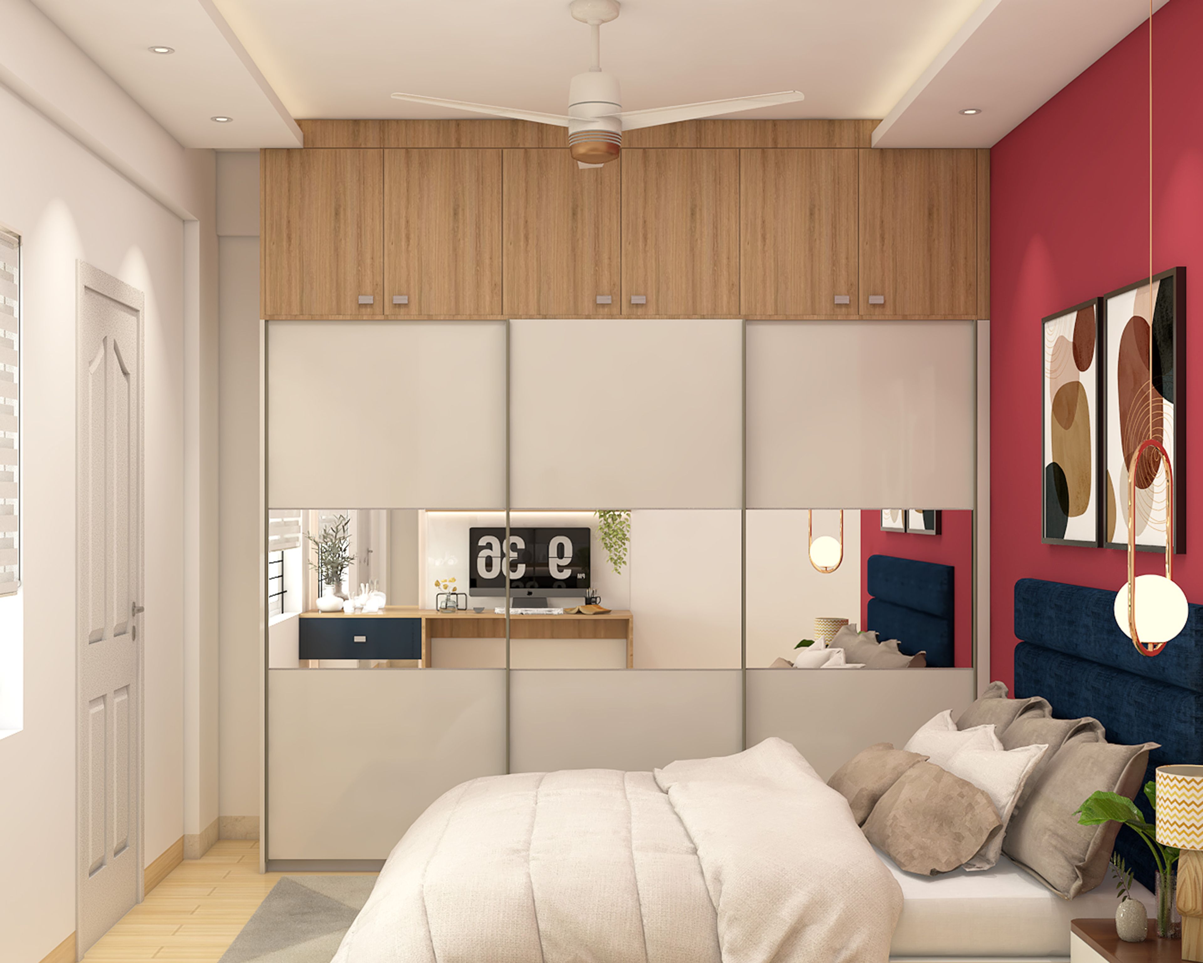 Single Layer False Ceiling Design with Cove and Spot Lighting