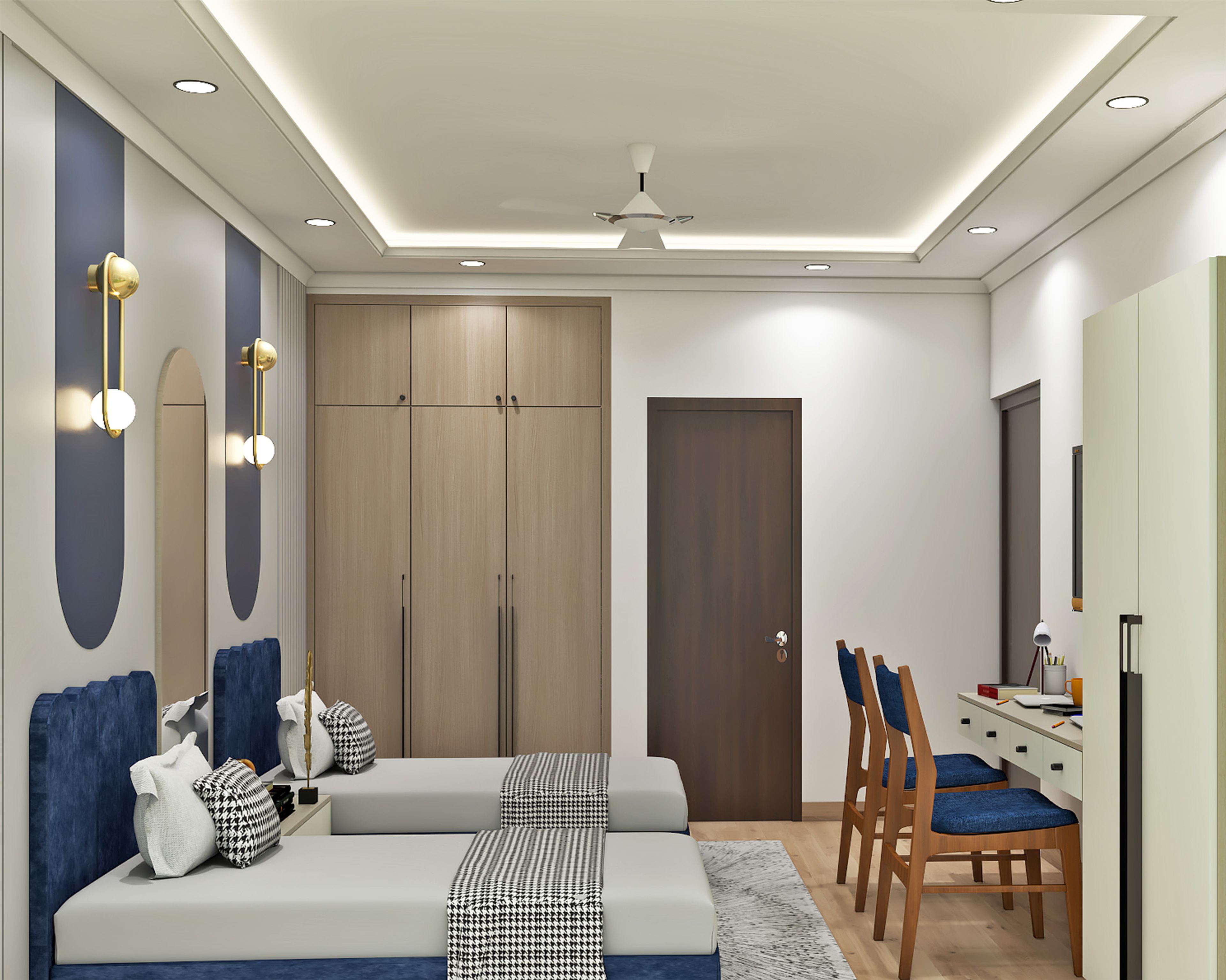 Rectangular Gypsum Single Layer False Ceiling Design