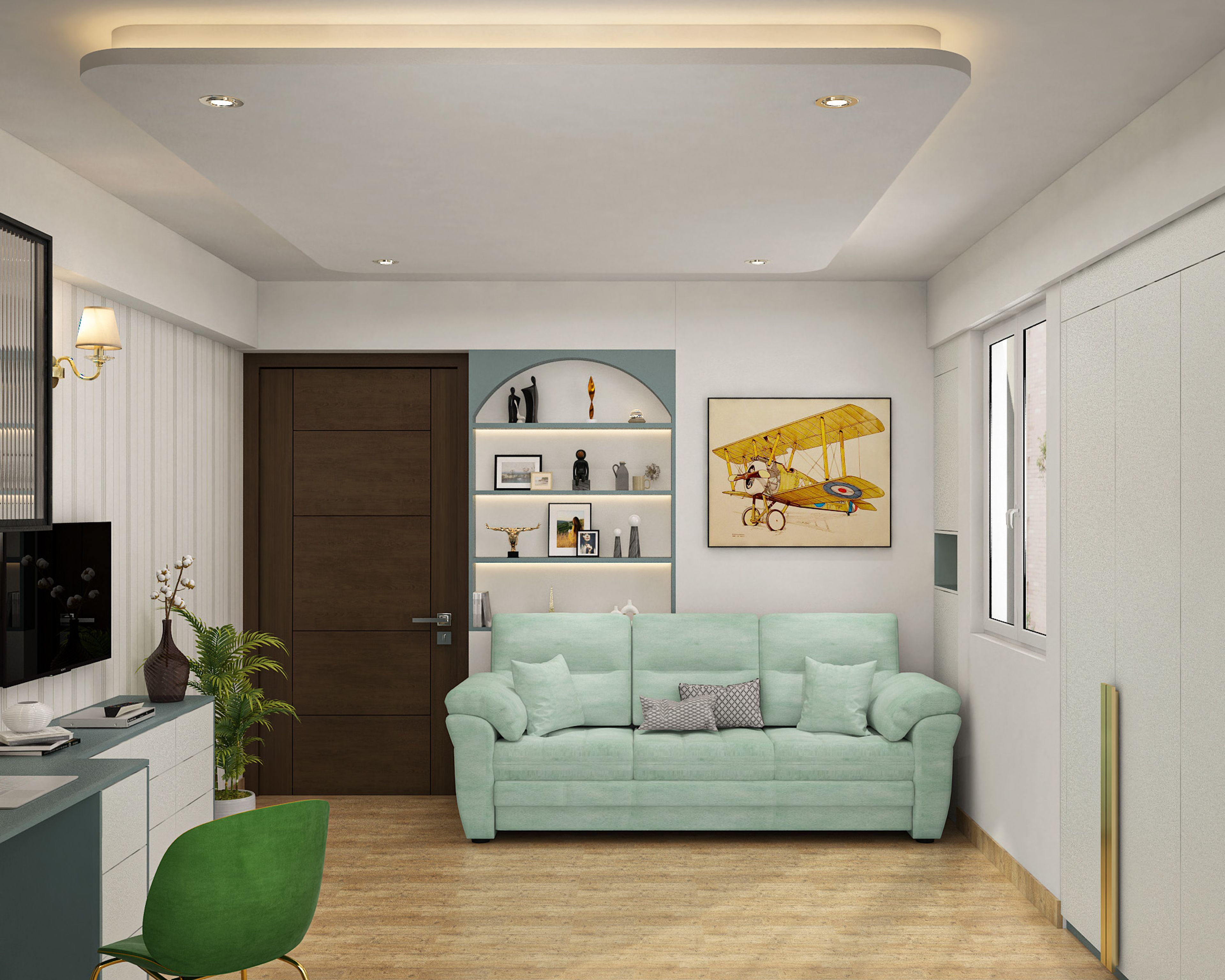 Gypsum Double Layer False Ceiling Design with Paint Finish