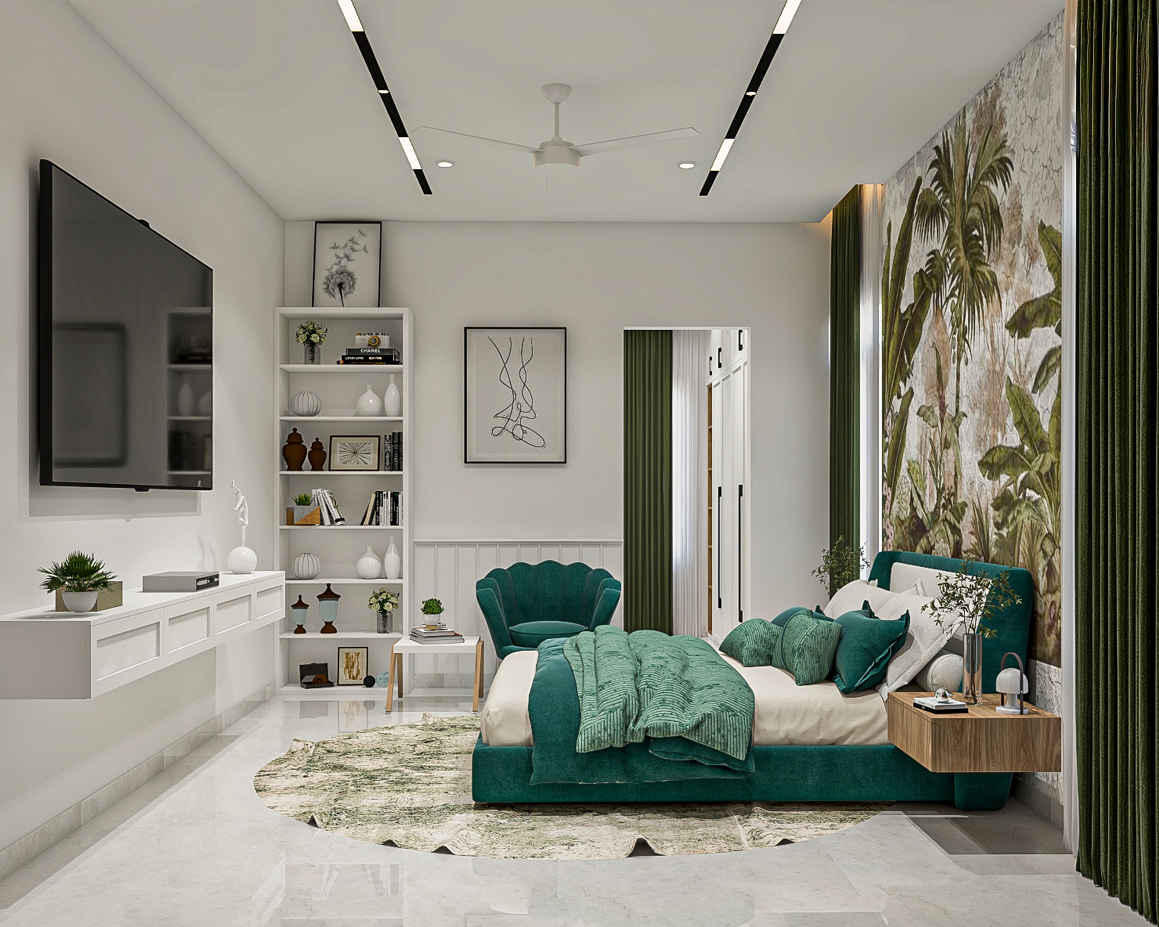 Linear Light Single Layer False Ceiling Design