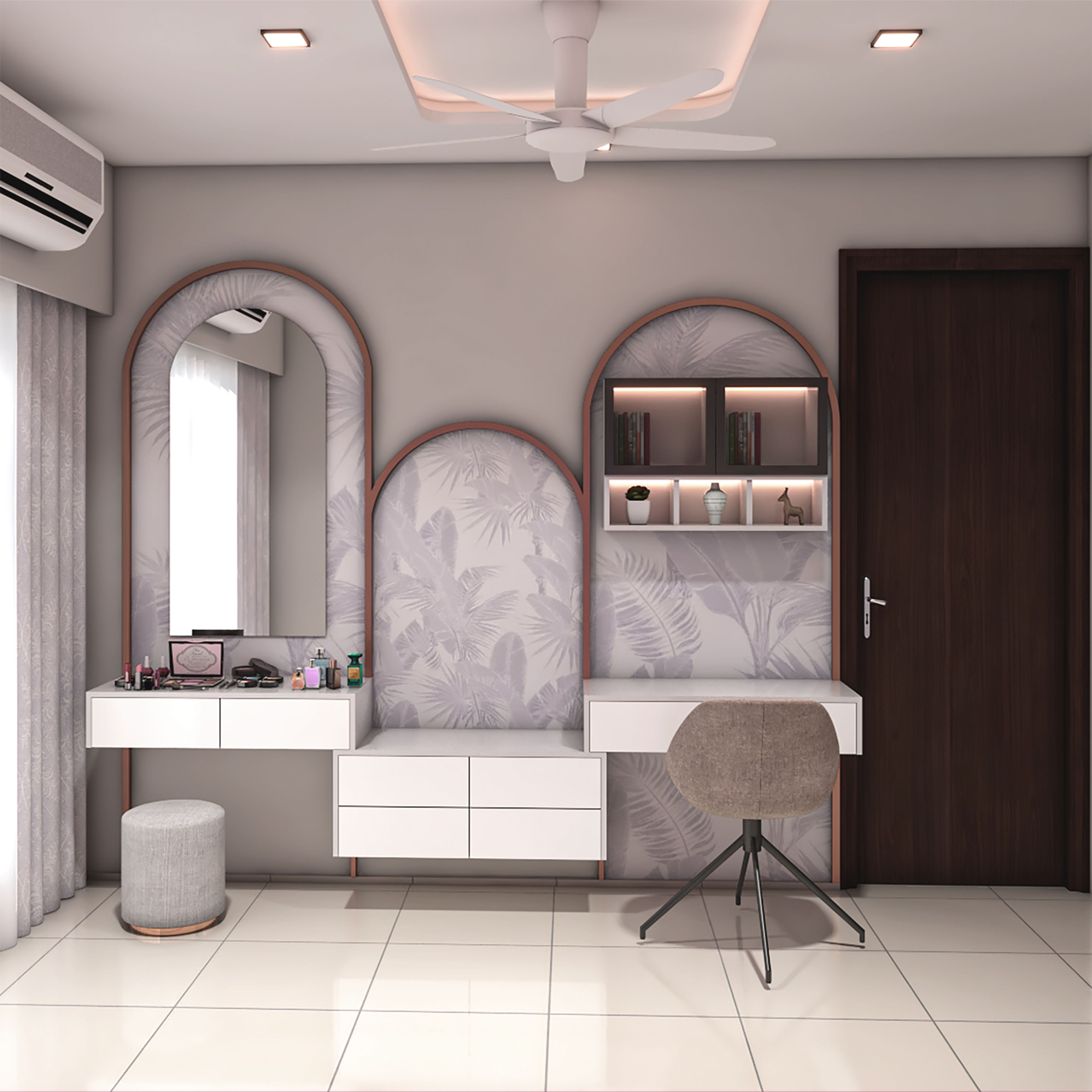 Contemporary White Flooring Design with Scratch-Resistant Square Tiles