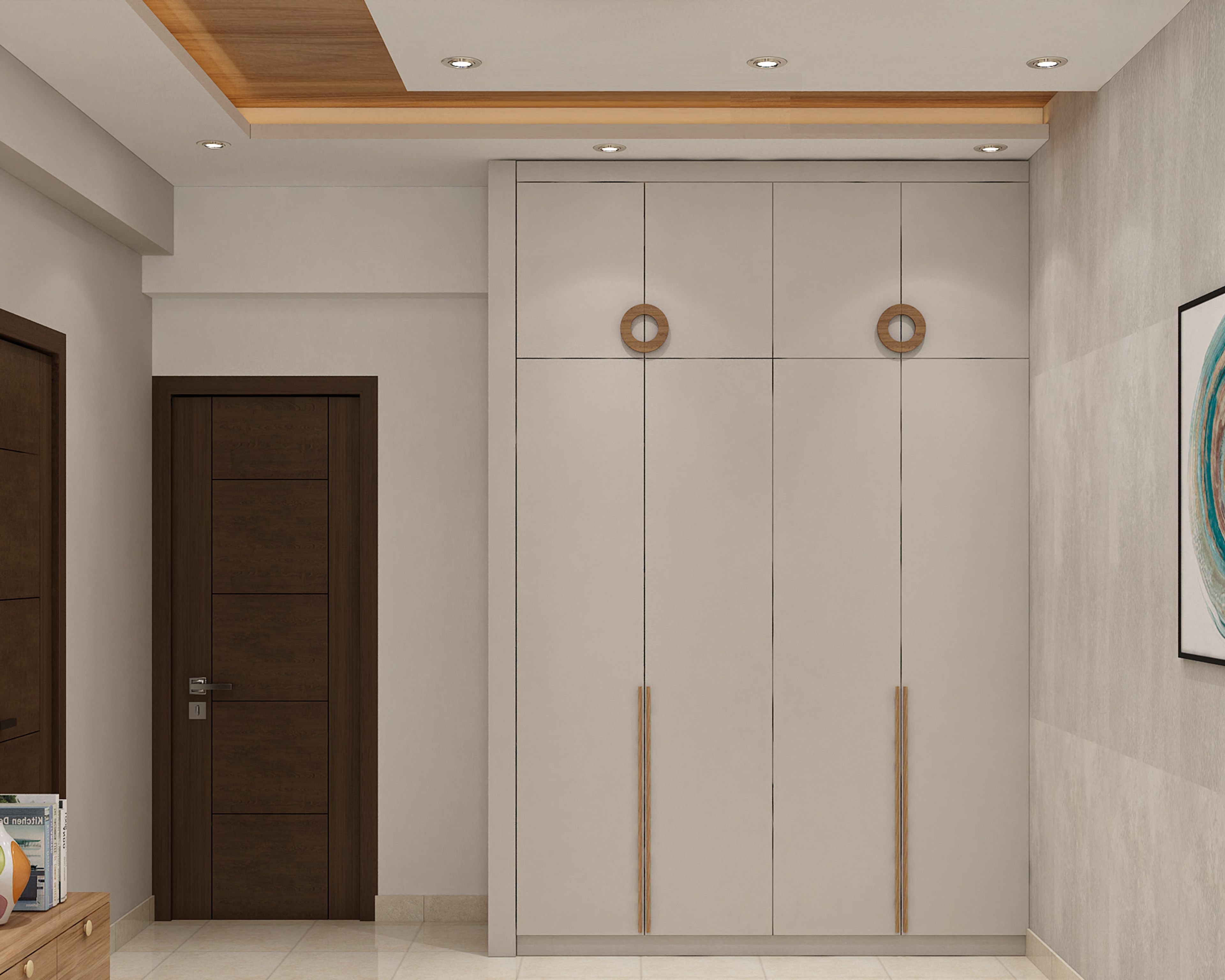 Contemporary Master Bedroom Design With Two Tone Accent Wall and Floating TV Unit